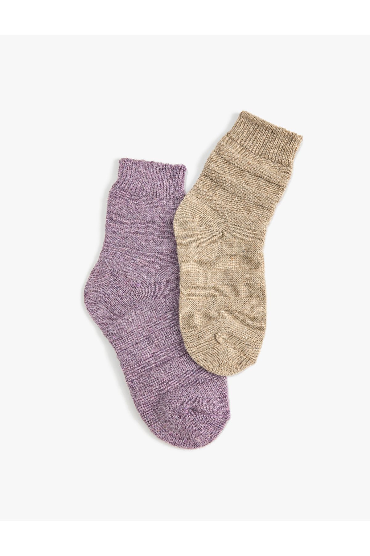 Koton 2'li Çorap Seti Dokulu Çok Renkli Yün Karışımlı