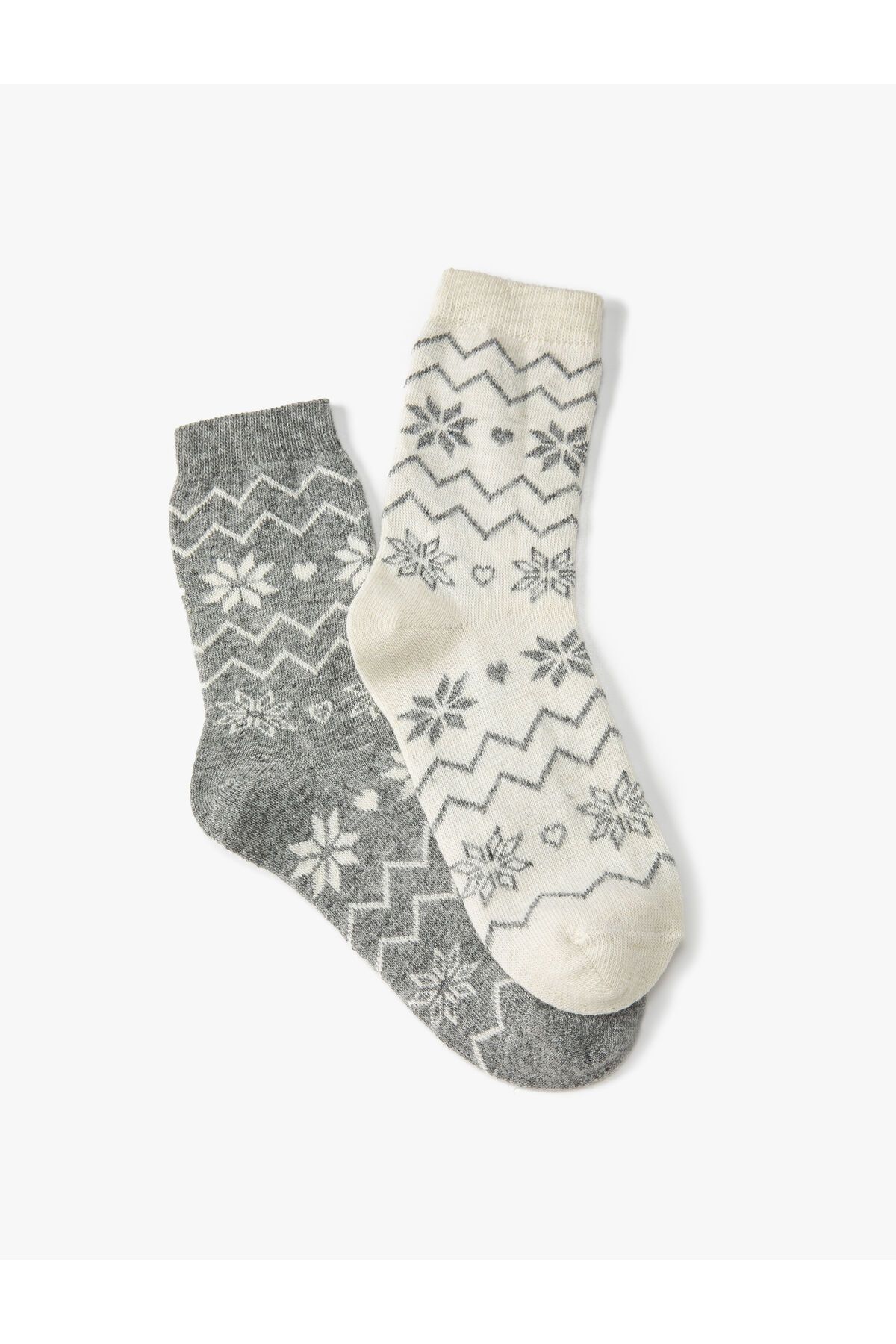 Koton 2'li Soket Çorap Seti Yün Karışımlı Desenli Çok Renkli