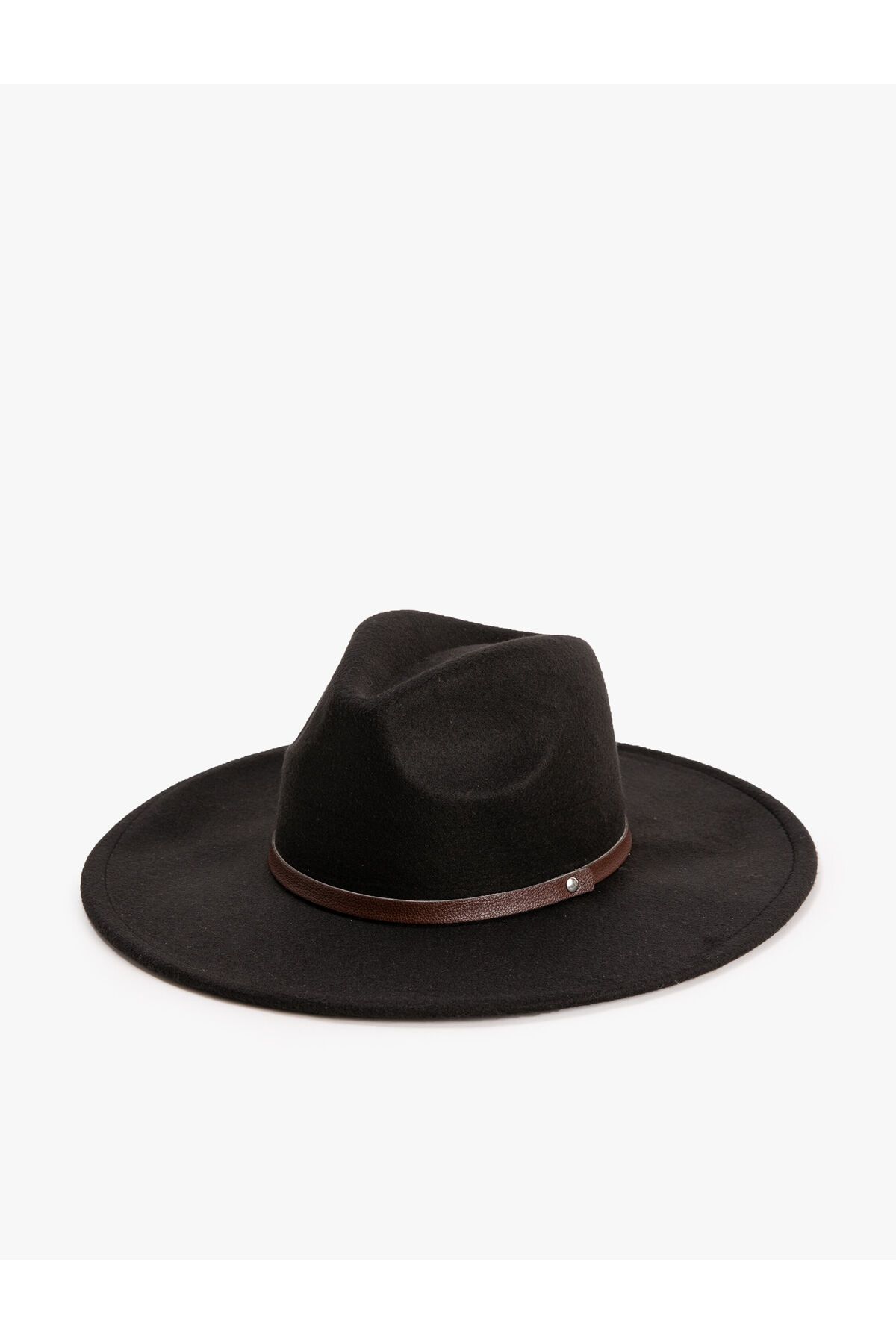 Koton Fötr Şapka Deri Görünümlü Şerit Detaylı