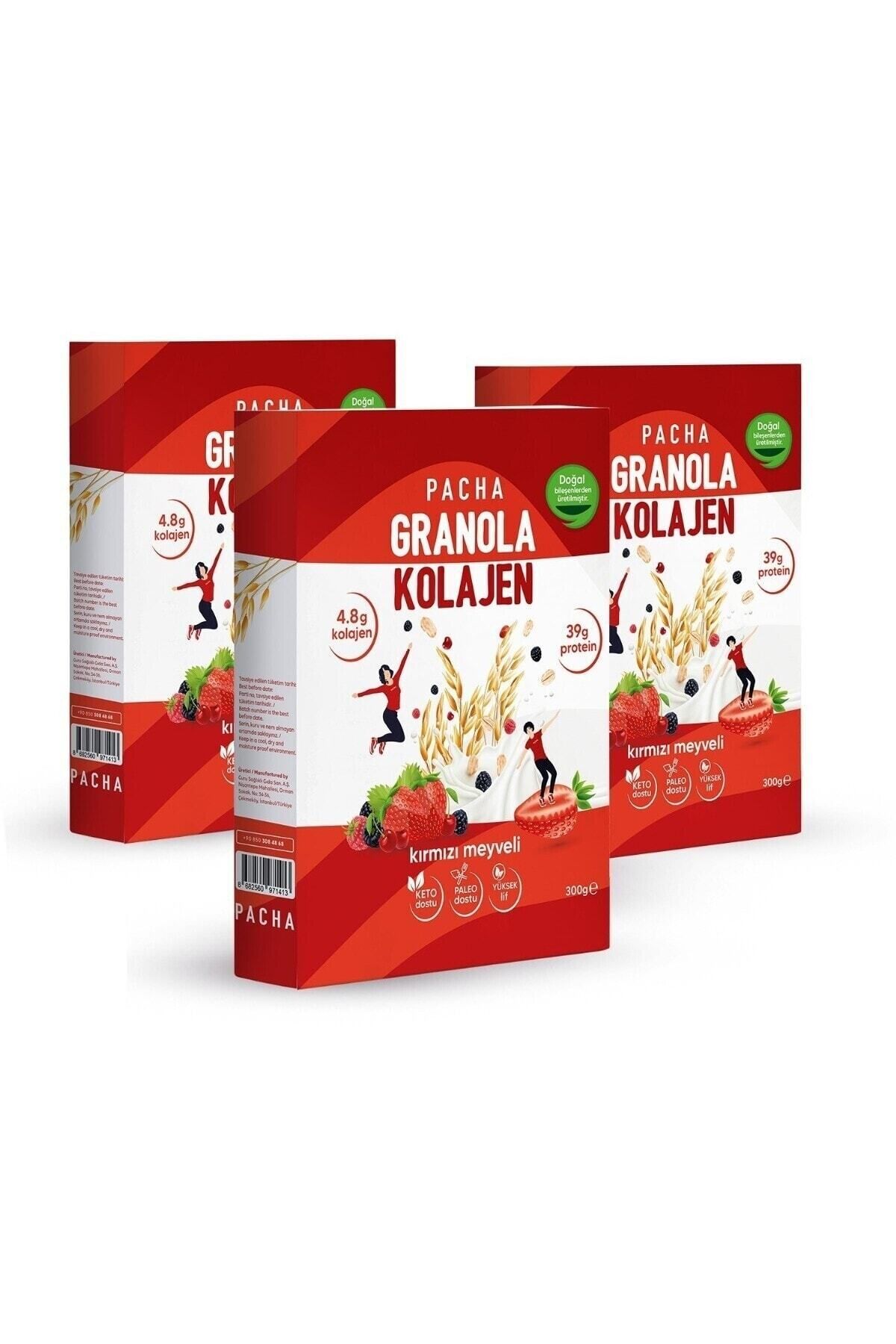 PACHA | Doğal Kolajen Ve Protein Granola | Kırmızı Meyveli | 3’lü Paket (3 X 300G)