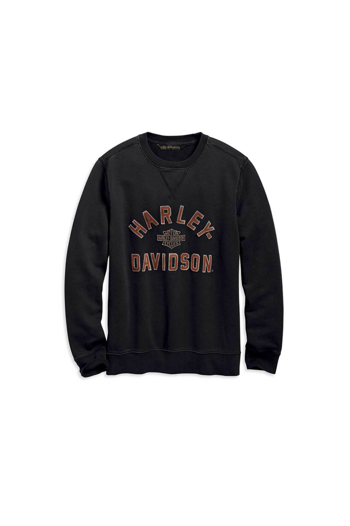 Harley Davidson Harley-davidson Men's Felt Letter Slim Fit Pullover Sweatshirt, Black