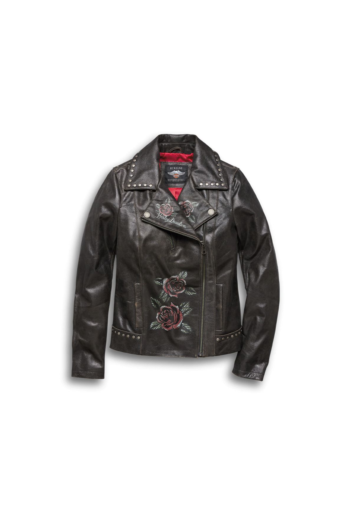 Harley Davidson Harley-davidson Women's Roses & Studs Leather Biker Jacket