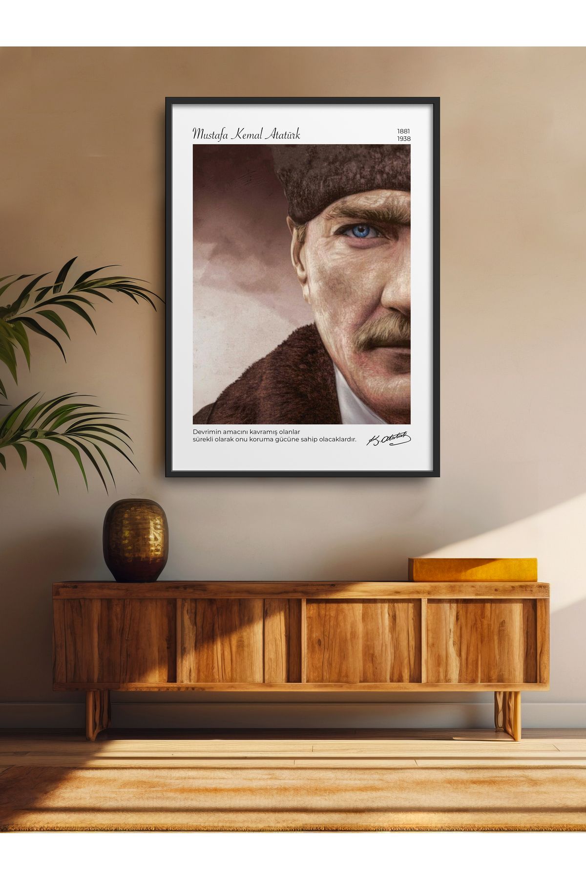 HOMEPACK Tekli Çerçeveli Atatürk Portresi Poster Tablo ATA013