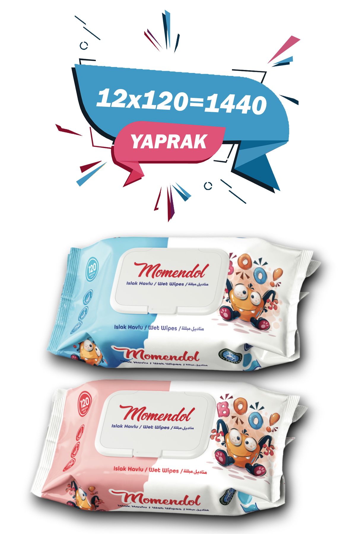 SHAYS Momendol Mix Islak Havlu 120'Li 12 Paket - 1440 Yaprak