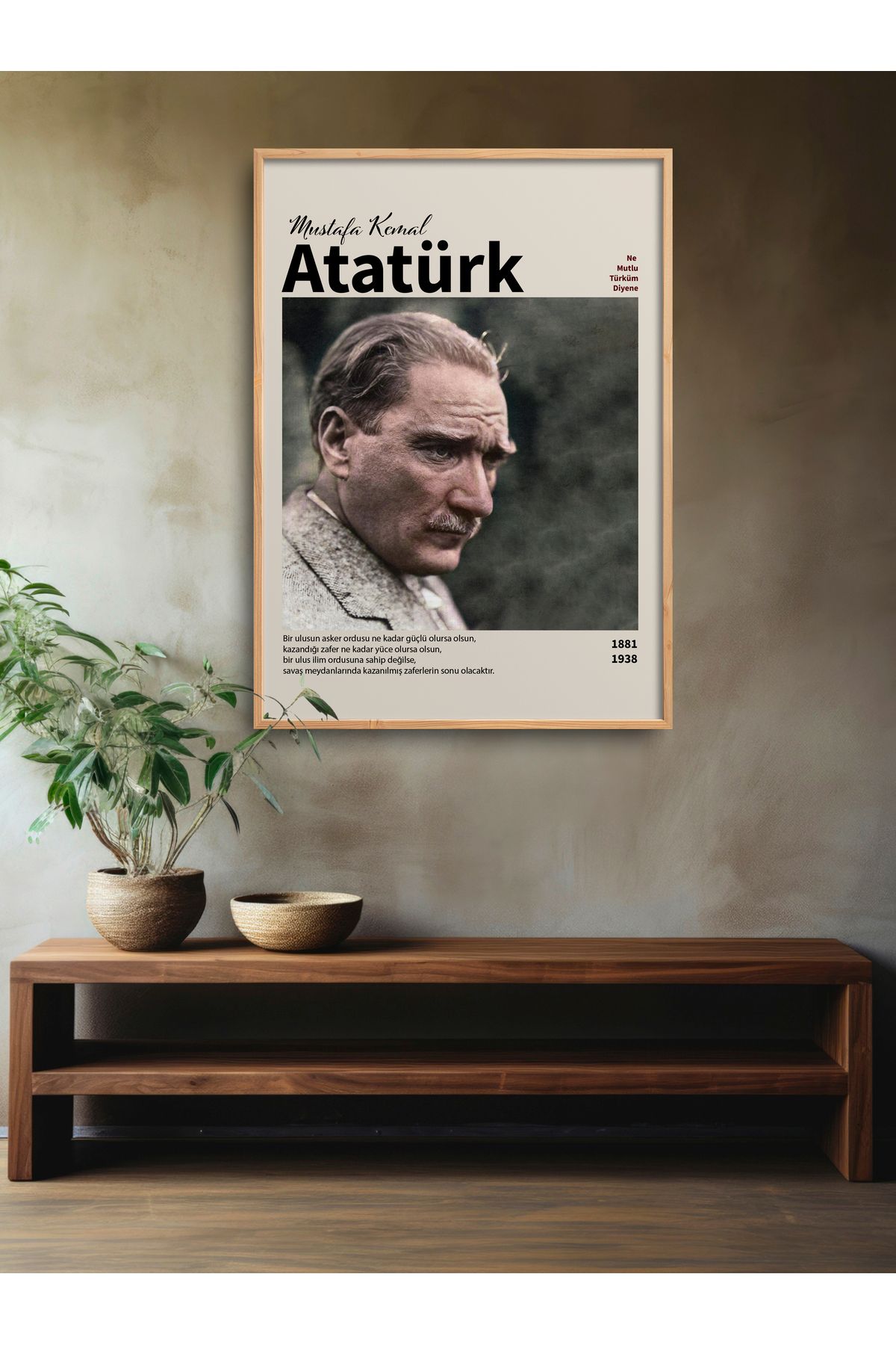 HOMEPACK Tekli Çerçeveli Atatürk Portresi Poster Tablo ATA010
