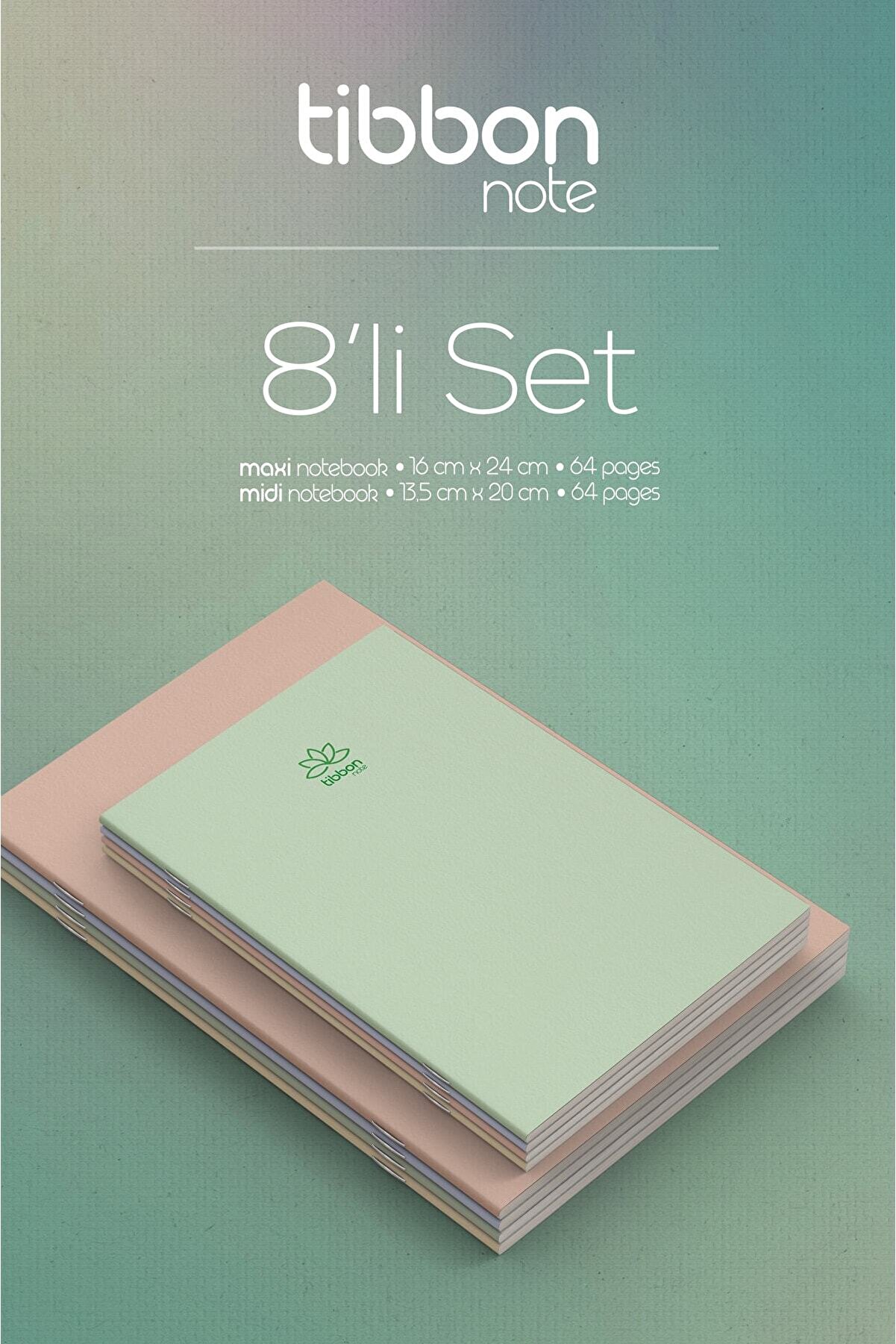 Tibbon Note 8 Li 4 Midi & 4 Maxi Defter Dikişli 8'li Set 23/28