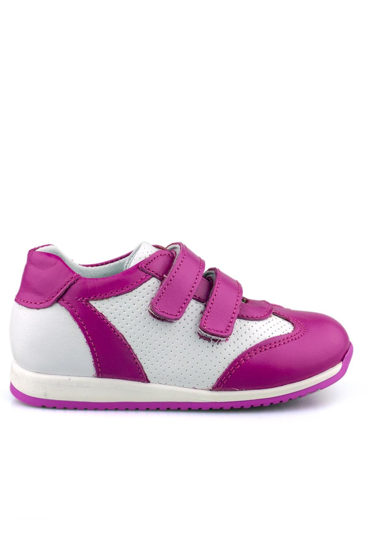 Cici Bebe Ayakkabı Hakiki Deri Fuşya Beyaz Kız Çocuk Günlük Spor Ayakkabı
