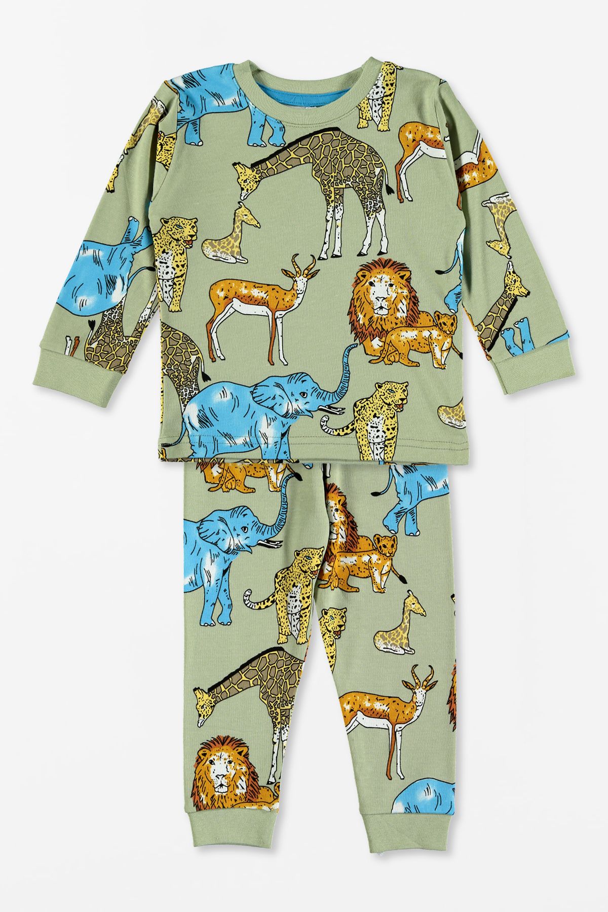 hepbaby Safari Baskılı %100 Pamuklu Çocuk Pijama Takımı