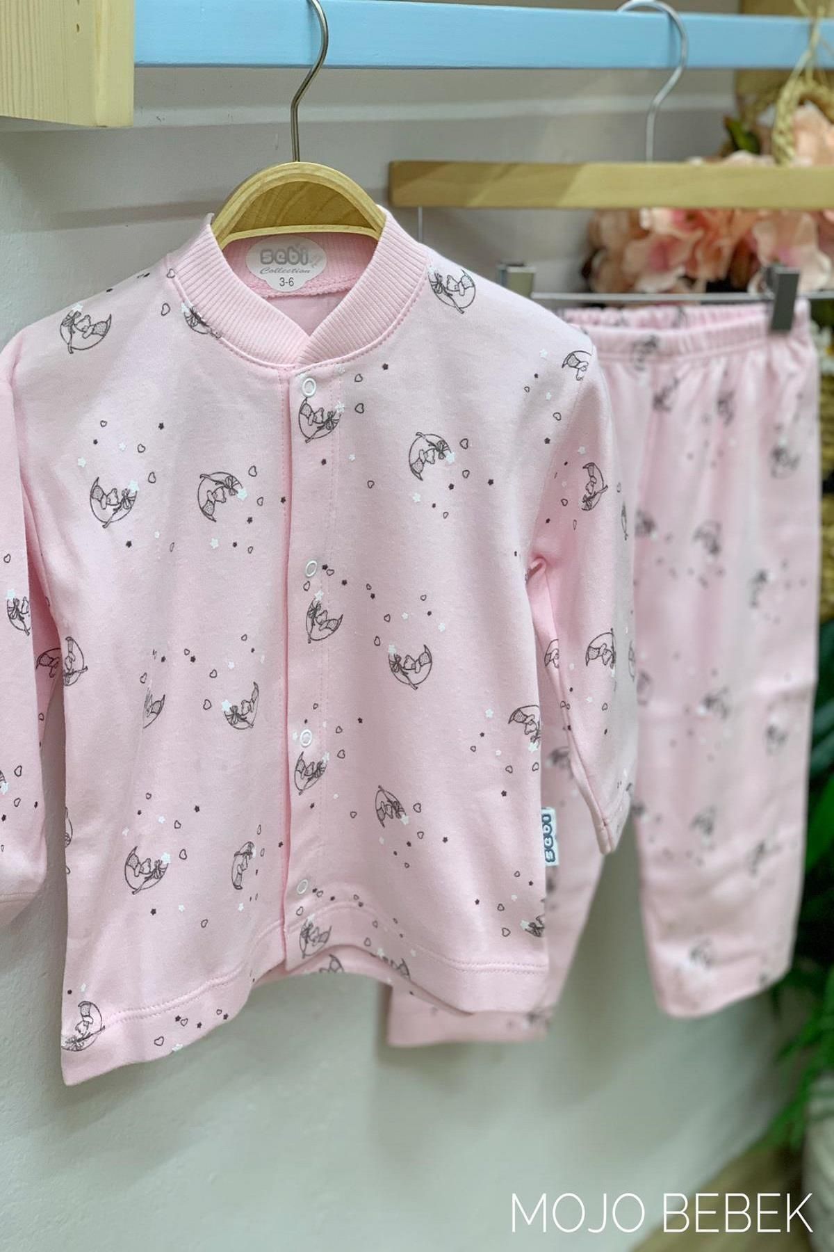 Sebi Bebe Bebek Ay Desenli Pijama Takımı 4012 Pembe