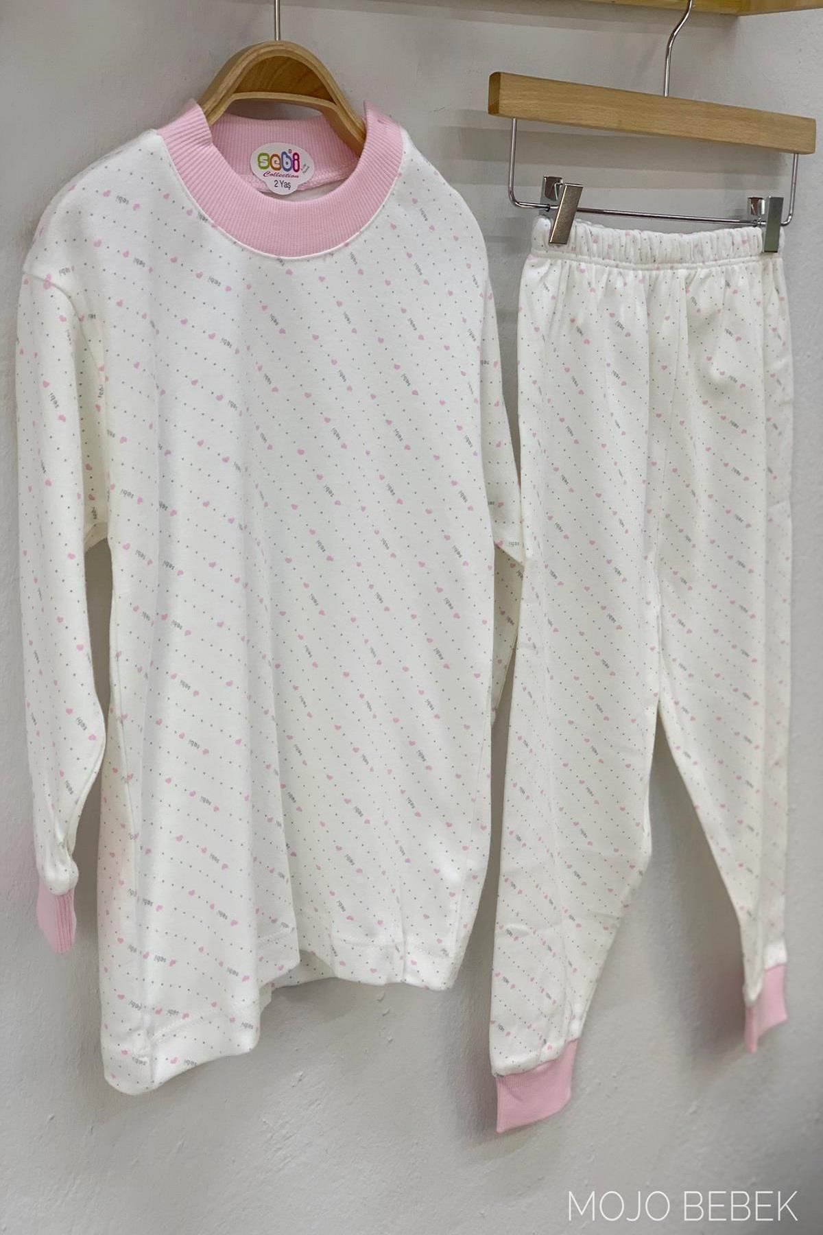 Sebi Bebe Kız Çocuk Kalpli Pijama Takımı 2115 Pembe