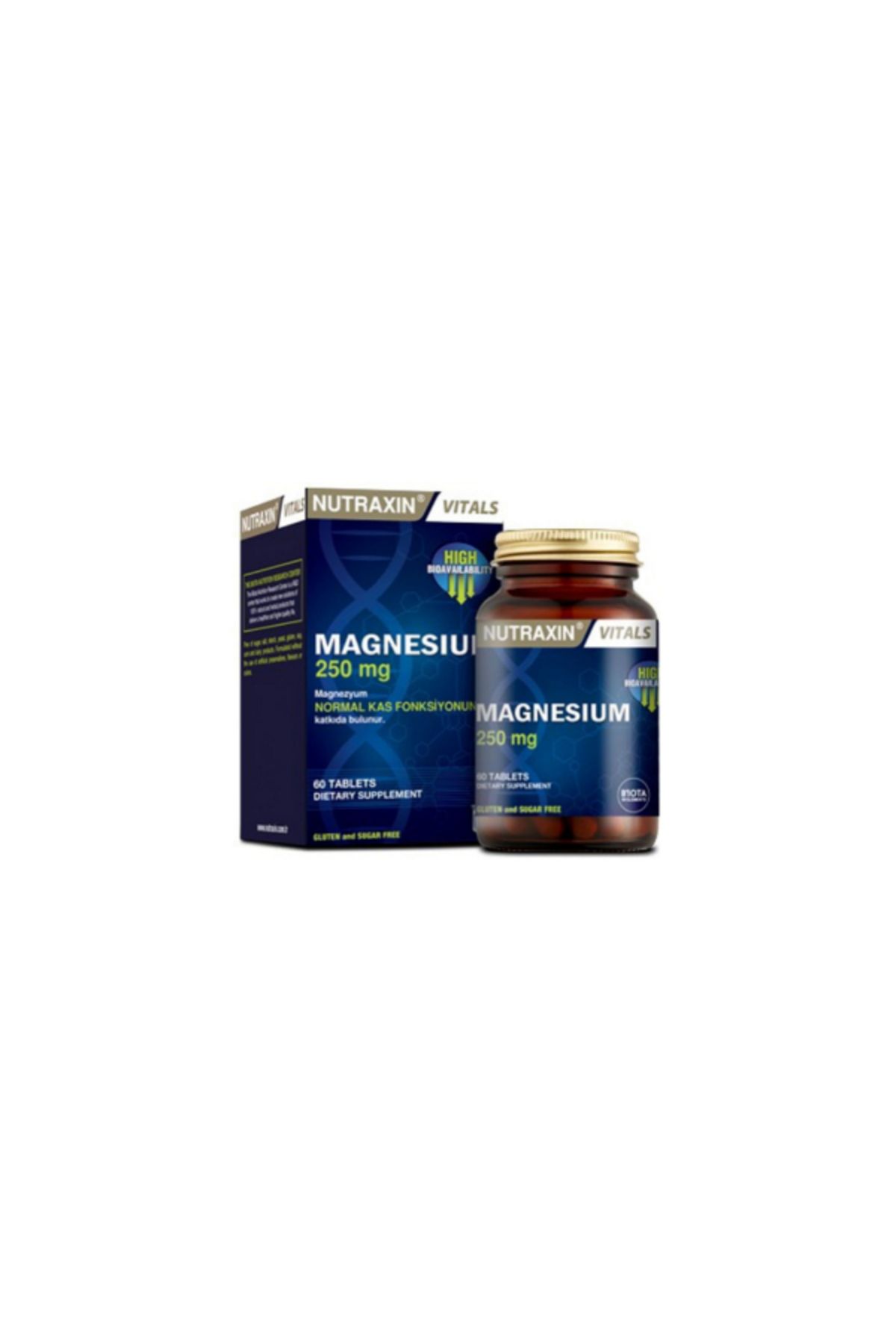 Nutraxin Magnesium 250 mg Magnezyum Sitrat İçeren Takviye Edici Gıda 60 Tablet