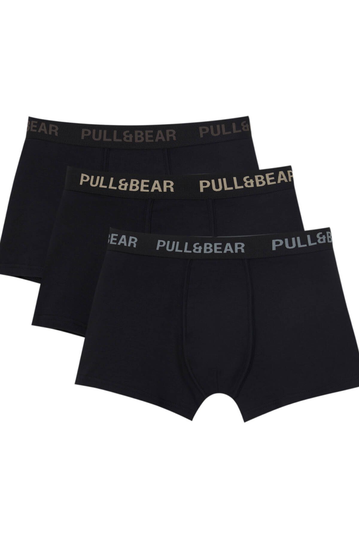 Pull & Bear 3’lü pastel renkli logolu siyah boxer paketi