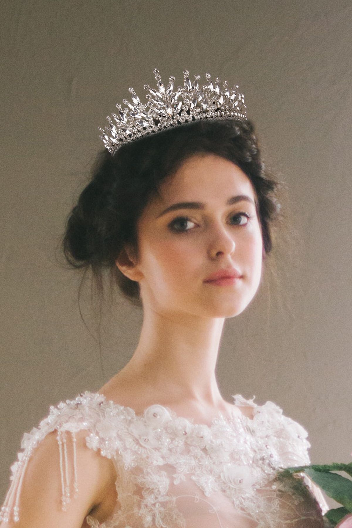 Hayalperest boncuk Rio Model Gelin Kına Tacı Prenses Tacı Düğüne Kristal Taşlı Taç Gümüş