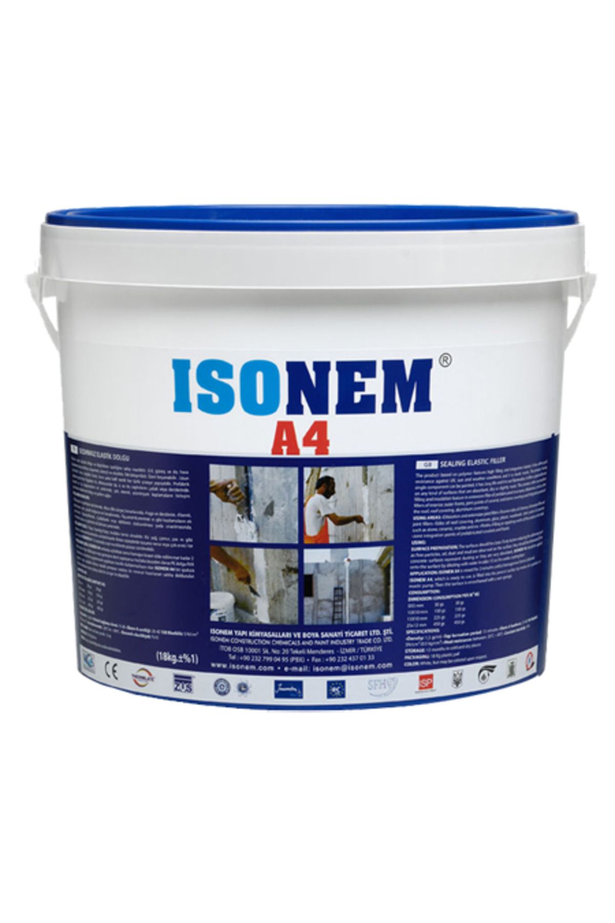 Isonem A4 Polimer Esaslı Dolgu ve Tamir Mastiği 10 Kg Beyaz