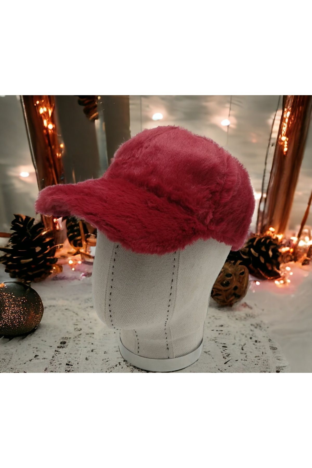 Shopiolog Kadın Kışlık Peluş Şapka Kep Trendy Baseball Cap