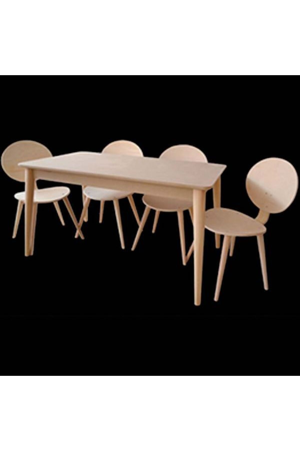 Ankara Mobilya Masa-retro St Papel Takım Kayın Sandalye Açıl Ham Ürün Oval Sırt Yuvarlak Oturum