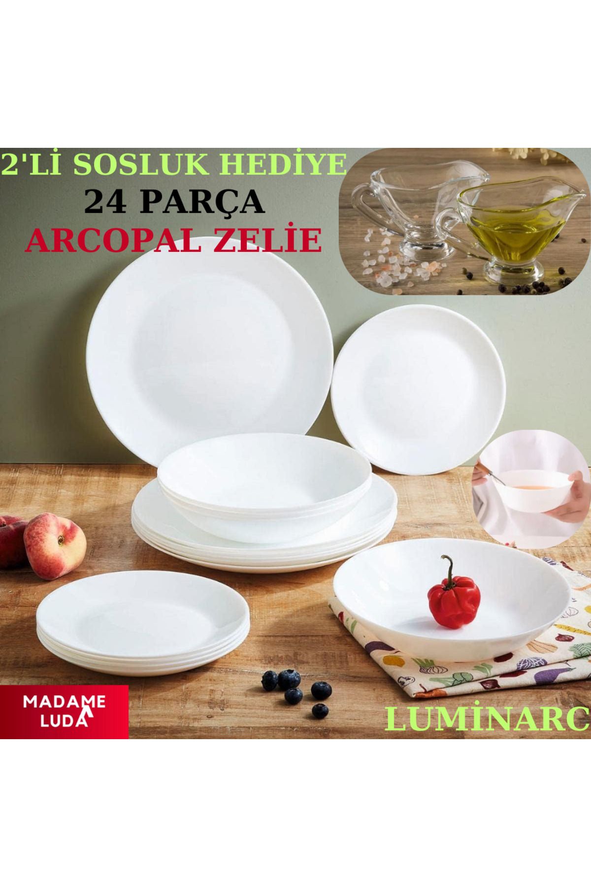 Luminarc Arcopal Zelie Beyaz 24 Parça 6 Kişilik Yemek Takımı.madame Luda.