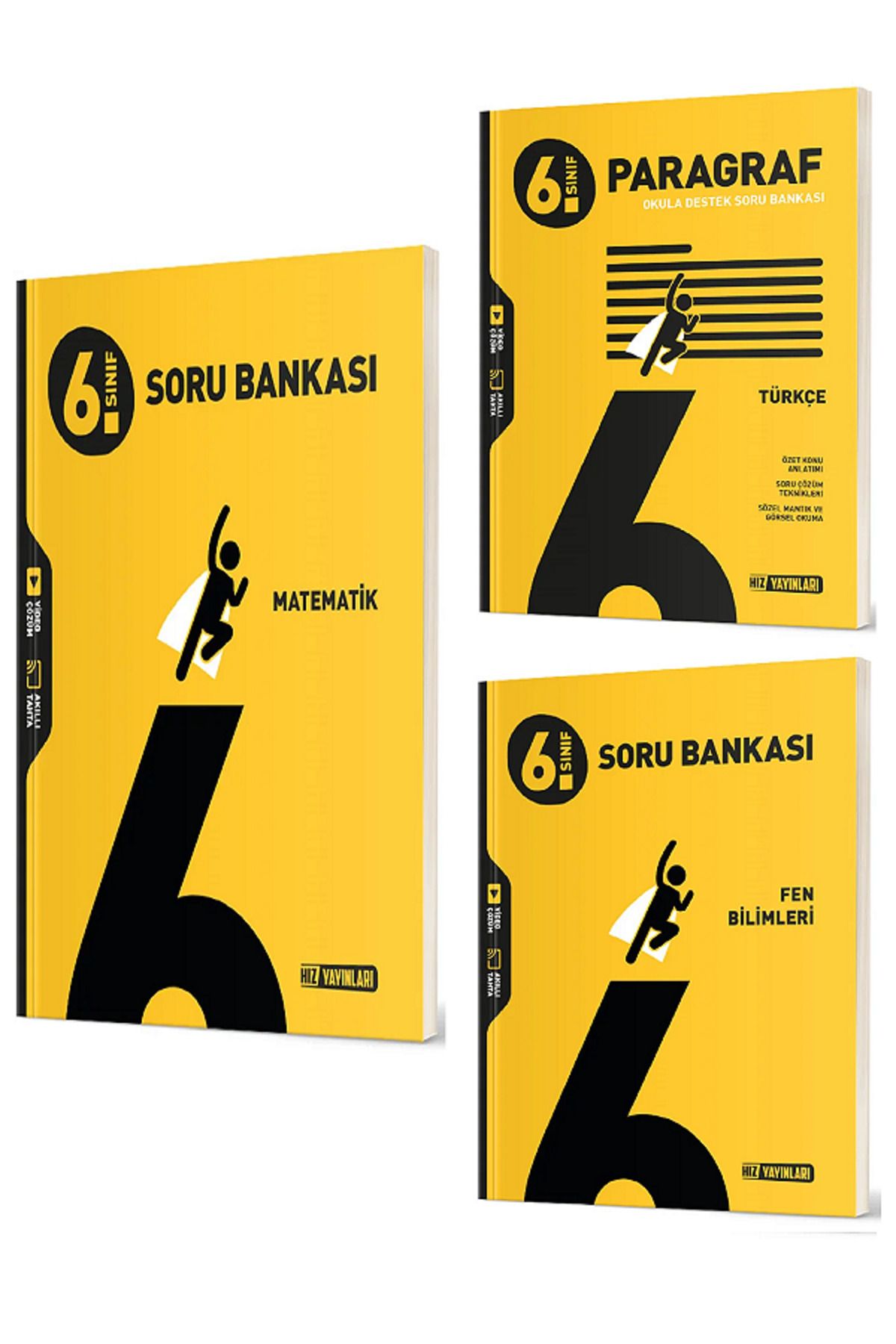Efsane Yayınları 6.Sınıf HIZ Matematik - Paragraf - Fen Bilimleri Soru Bankaları Toplam 3 Kitap