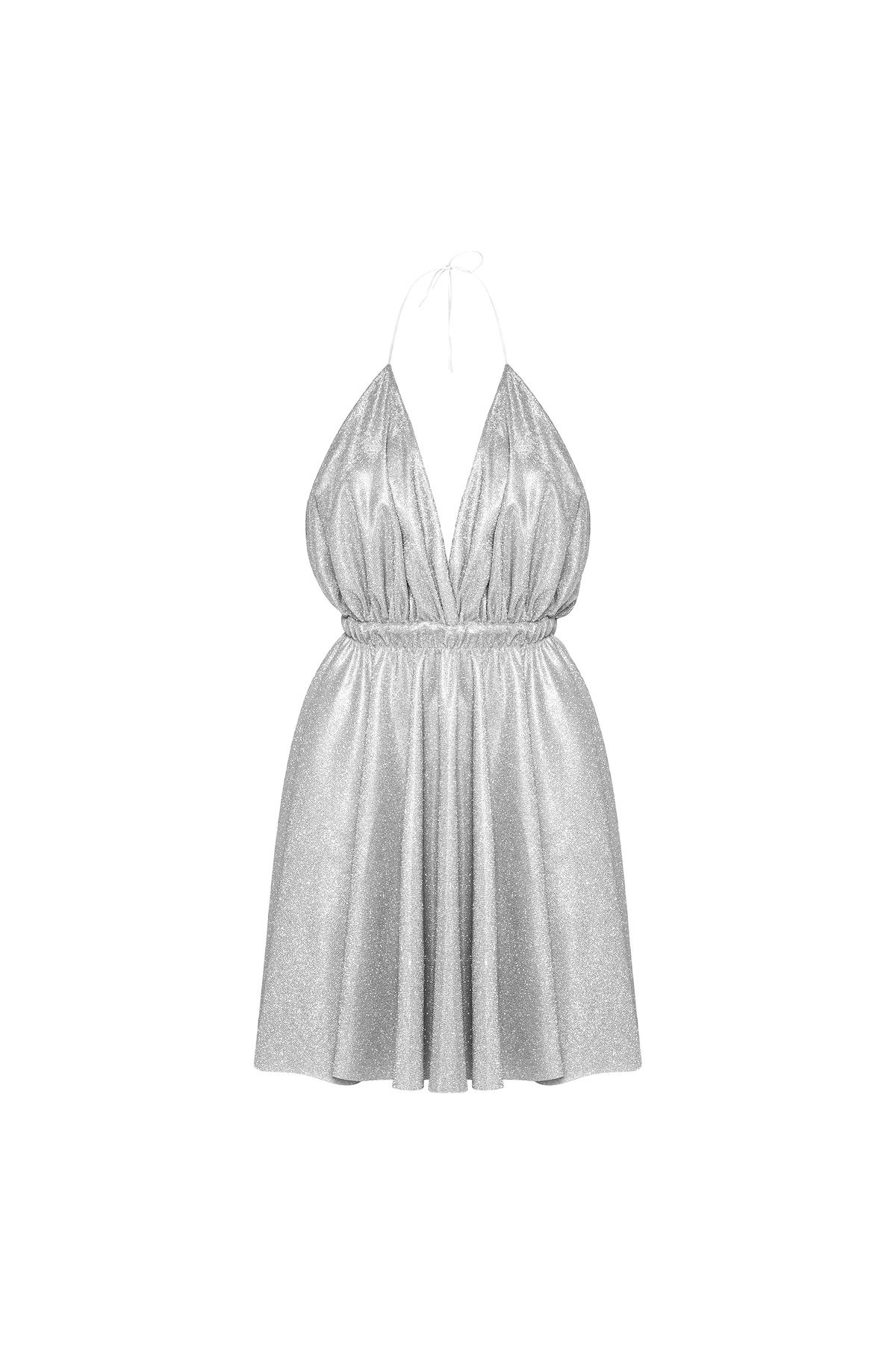 Gülşah Evecen Silver Short Dress ( Özel Tasarım Simli Elbise )