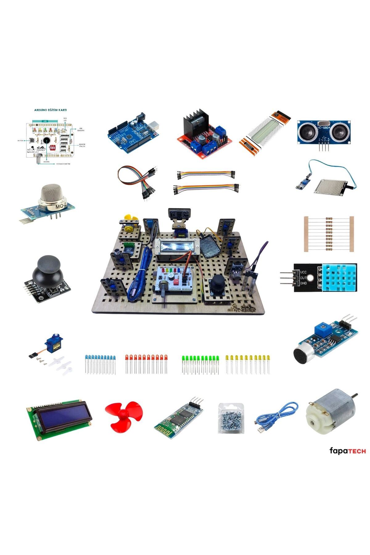 Fapatech Arduino Eğitim Kartlı Modüler Stem Deney Seti- Arduino Proje Seti Organizer Çantalı