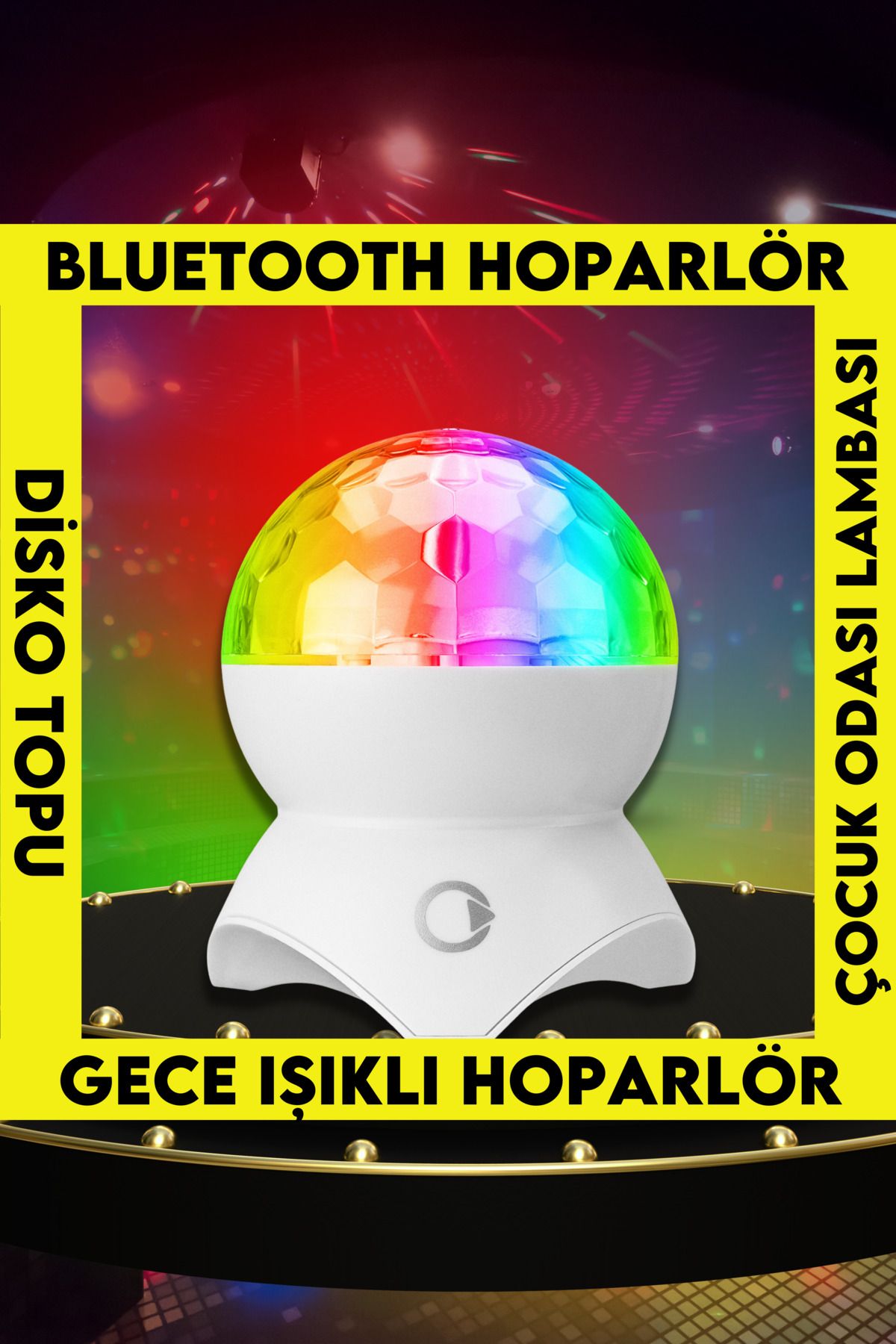 Mikado Md-x740 Şarjlı Bluetooth Hoparlör MicSd-Usb Tavan Işıklı DiskoTop Ses Bombası Çocuk Odası Gece Işığı