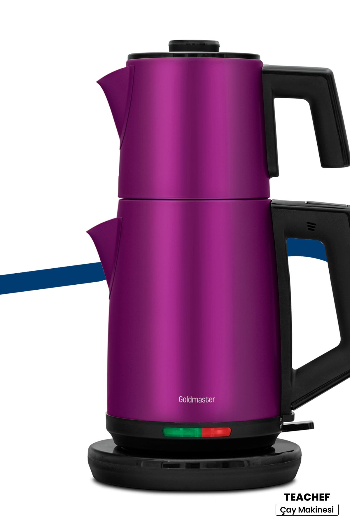 GoldMaster Teachef Violet 2200 Watt Paslanmaz Çelik Damlatmayan Tasarım Çelik Çay Makinesi Ve Su Isıtıcısı