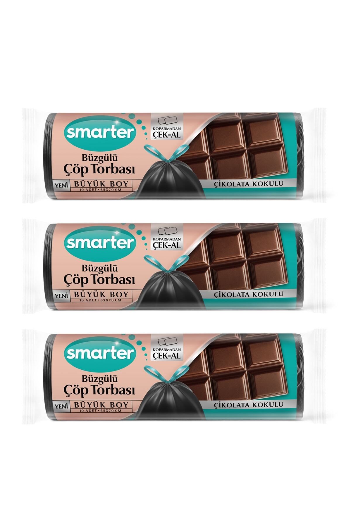 SMARTER 3adet Büzgülü Çöp Torbası Çikolata K.büyük ( Çöp Poşeti )