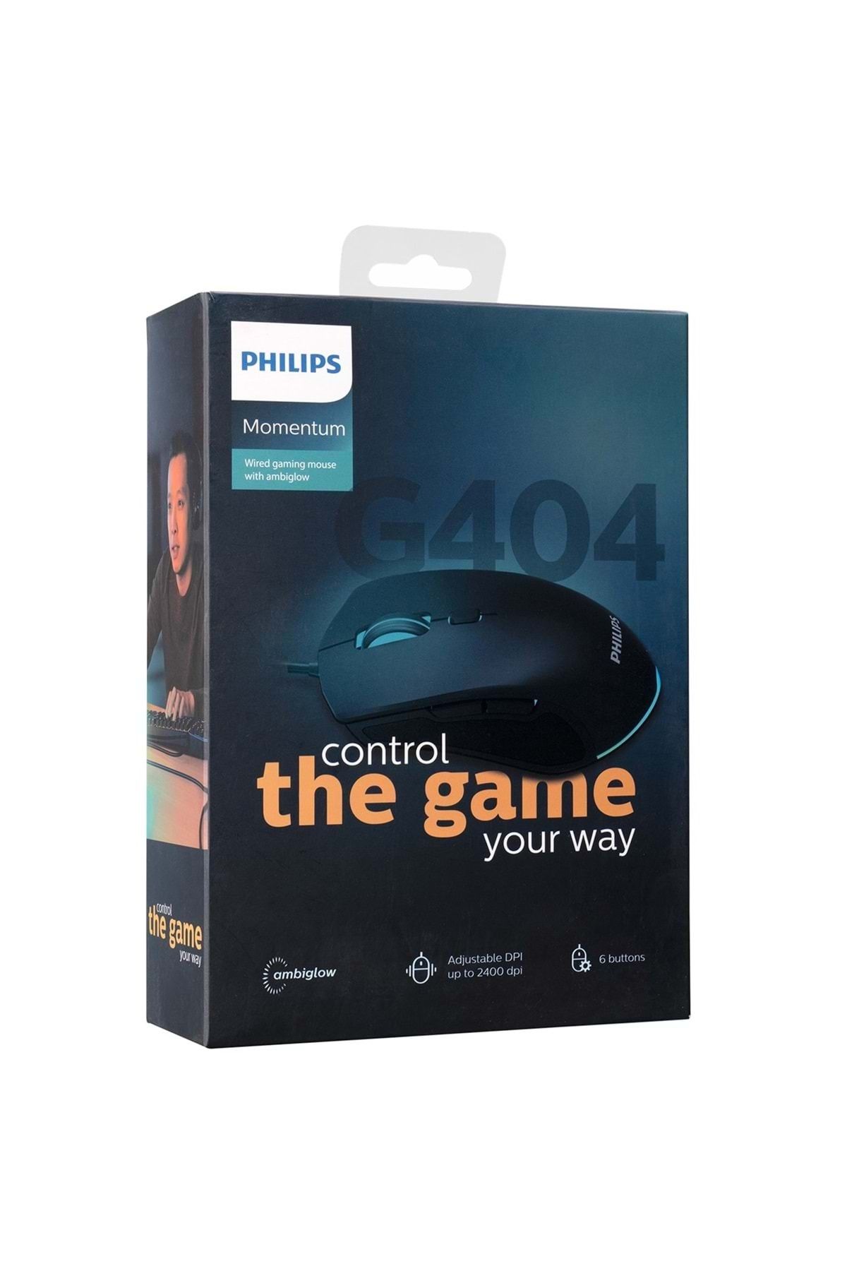 Philips SPK9404 Usb 6 Tuşlu Siyah 800/1000/1600/2400dpi Gaming Oyuncu Mouse
