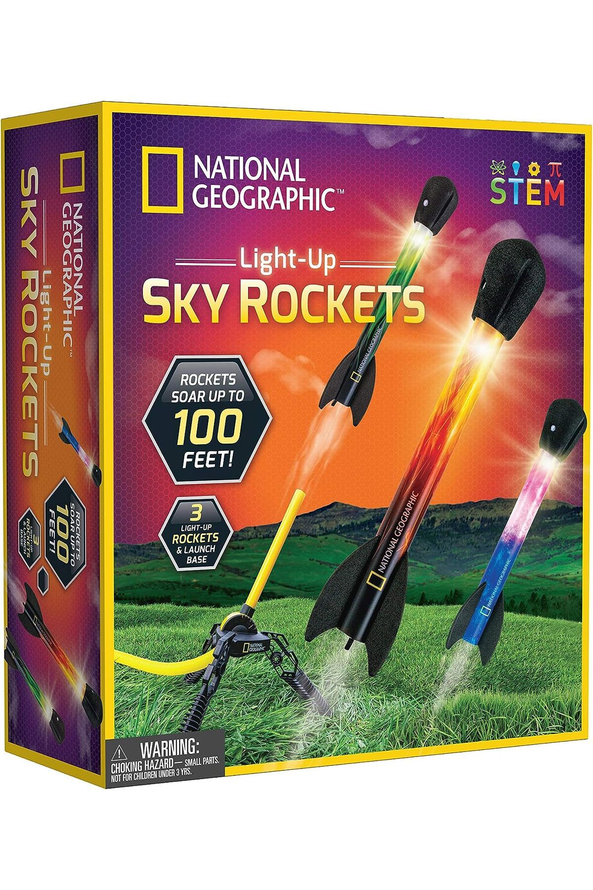 National Geographic Havalı Roket Oyuncak Çocuklar için LED Roketatar, Eğilip Fırlatma Işığı, 30,5 Metreye Kadar