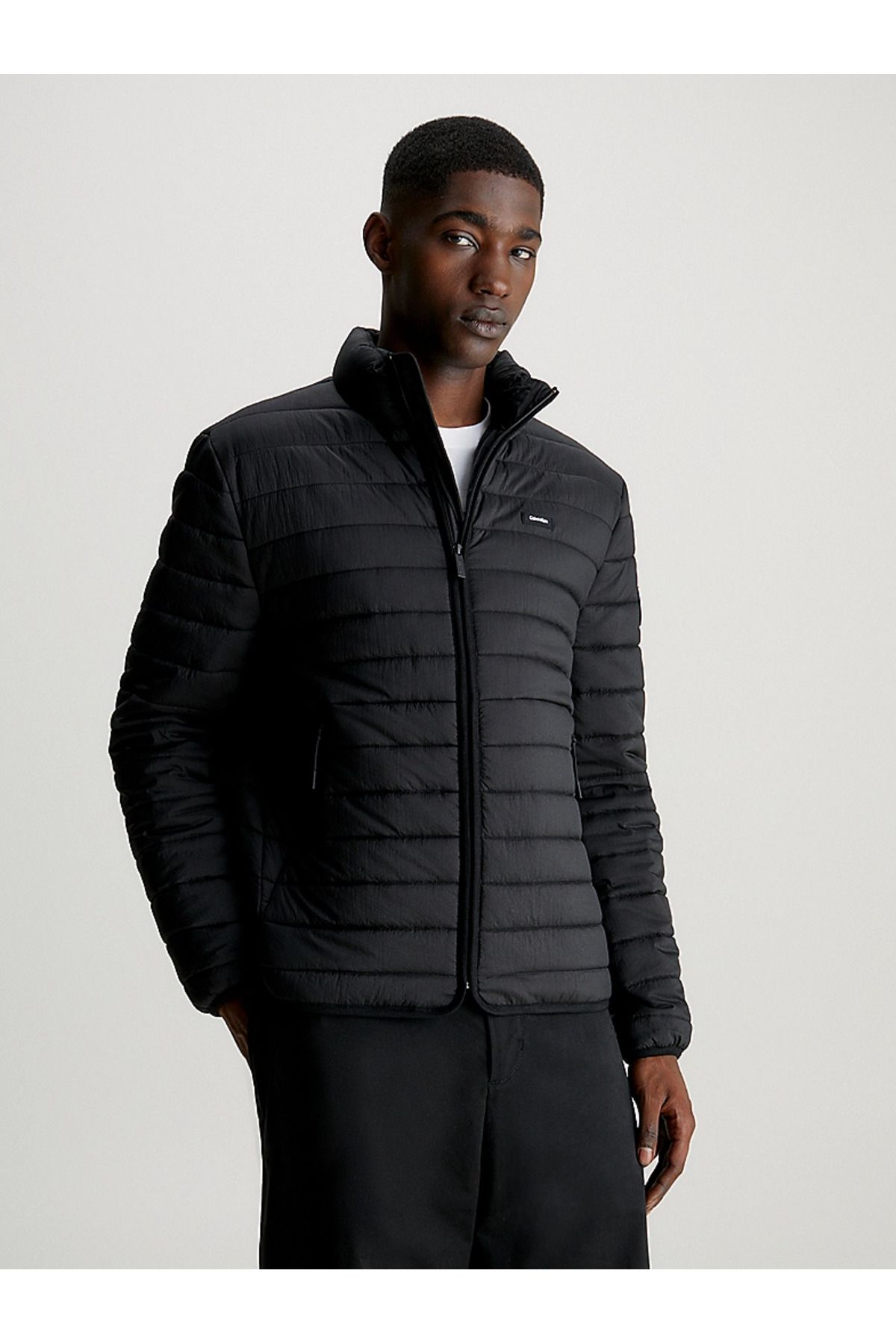 Calvin Klein Erkek Uzun Kollu İçi Tüylü Kışlık Rahat kullanım Siyah Ceket