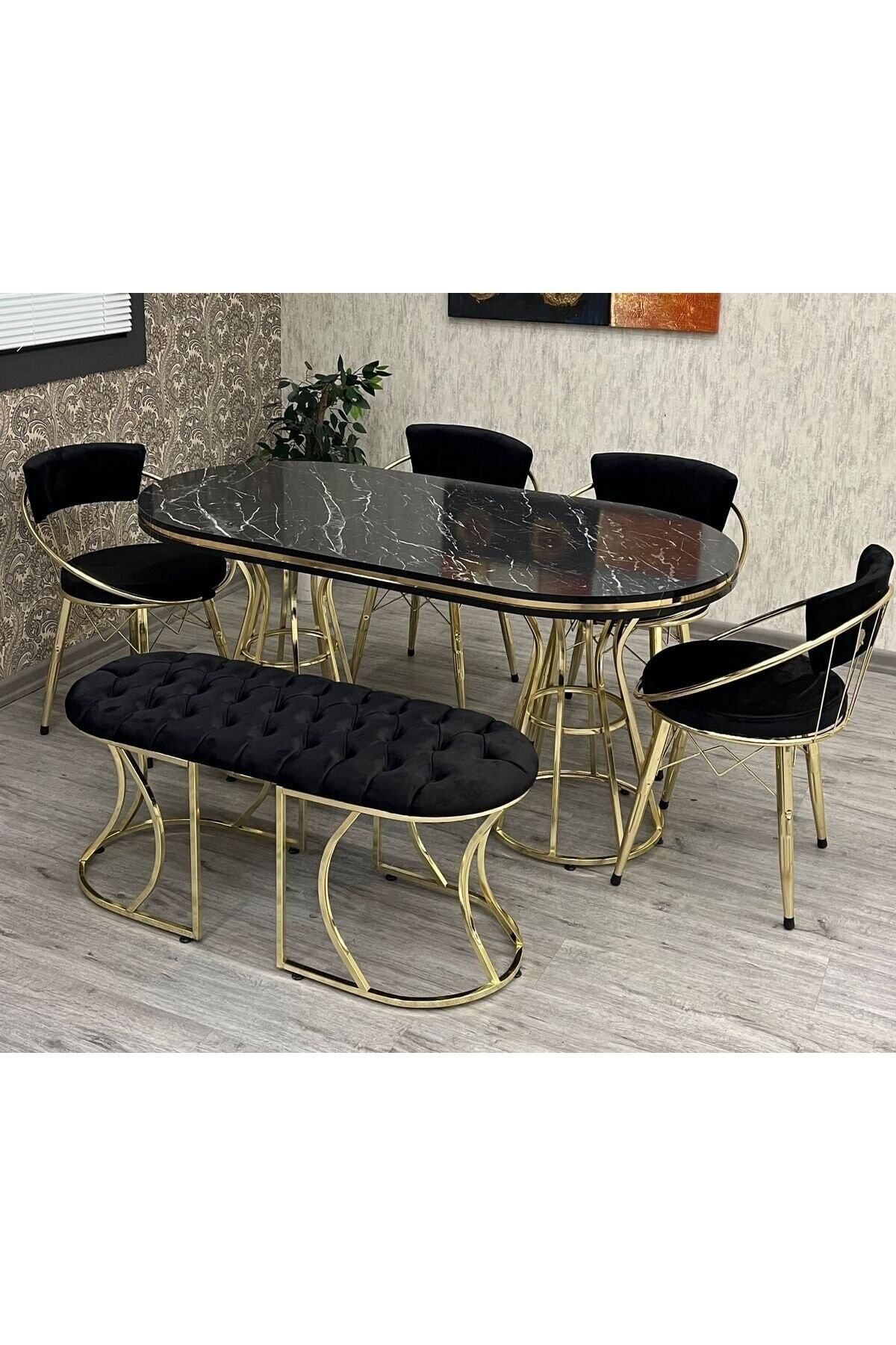 BY ORHAN GÜZEL Mutfak Masası Takımı, Salon Masası Takımı ,6 Kişilik Venüs Gold Salon Masası Takımı
