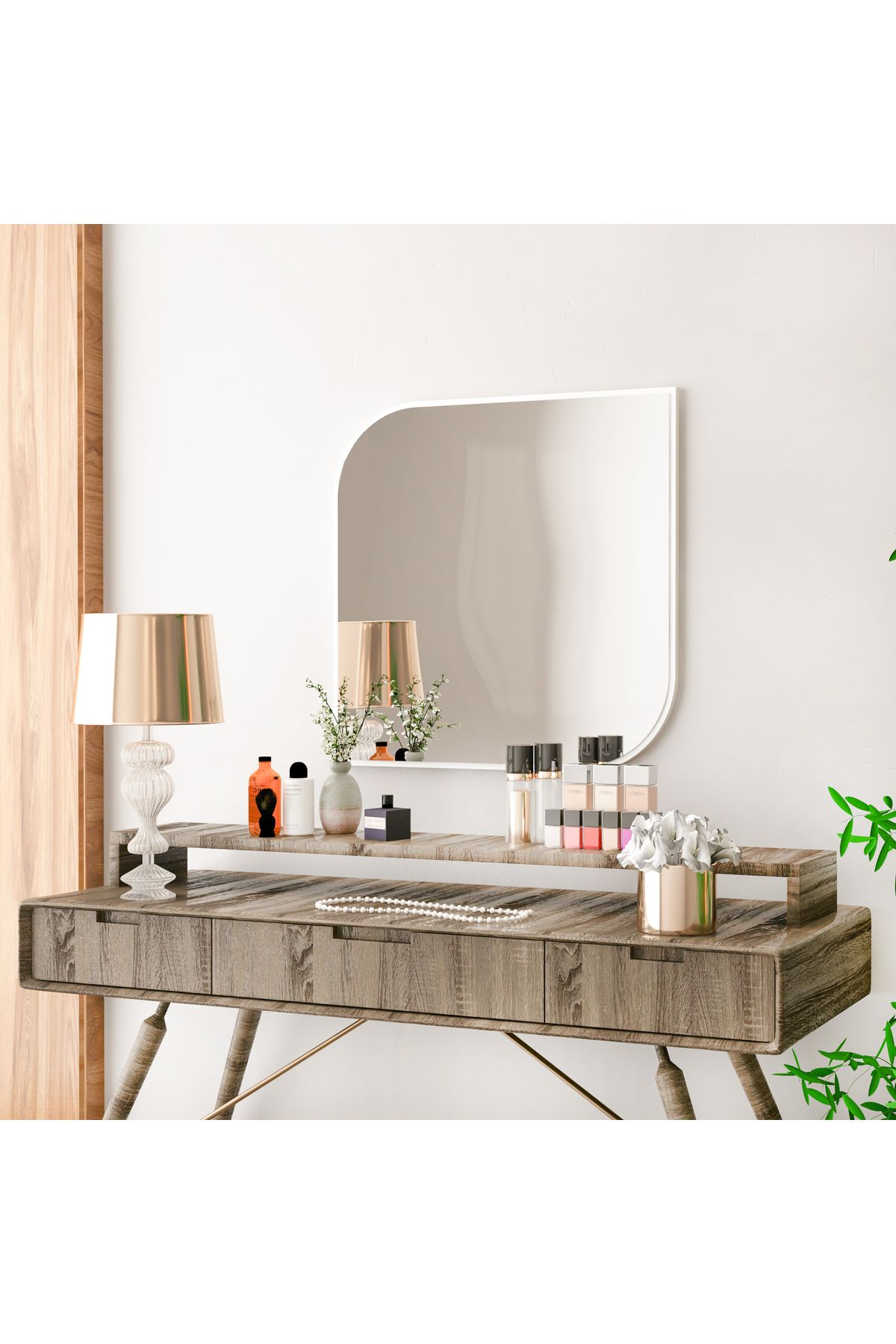 Arnetti Kappa Beyaz Tek Parça Modern Dekoratif Ayna