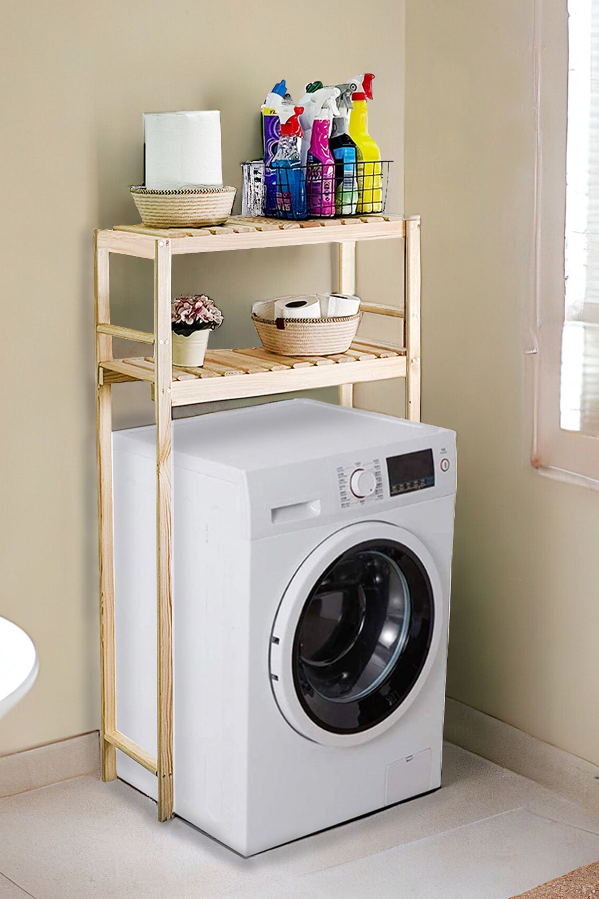 Weblonya Çamaşır Makinesi Rafı Dolap Çok Amaçlı Banyo Rafı 3040