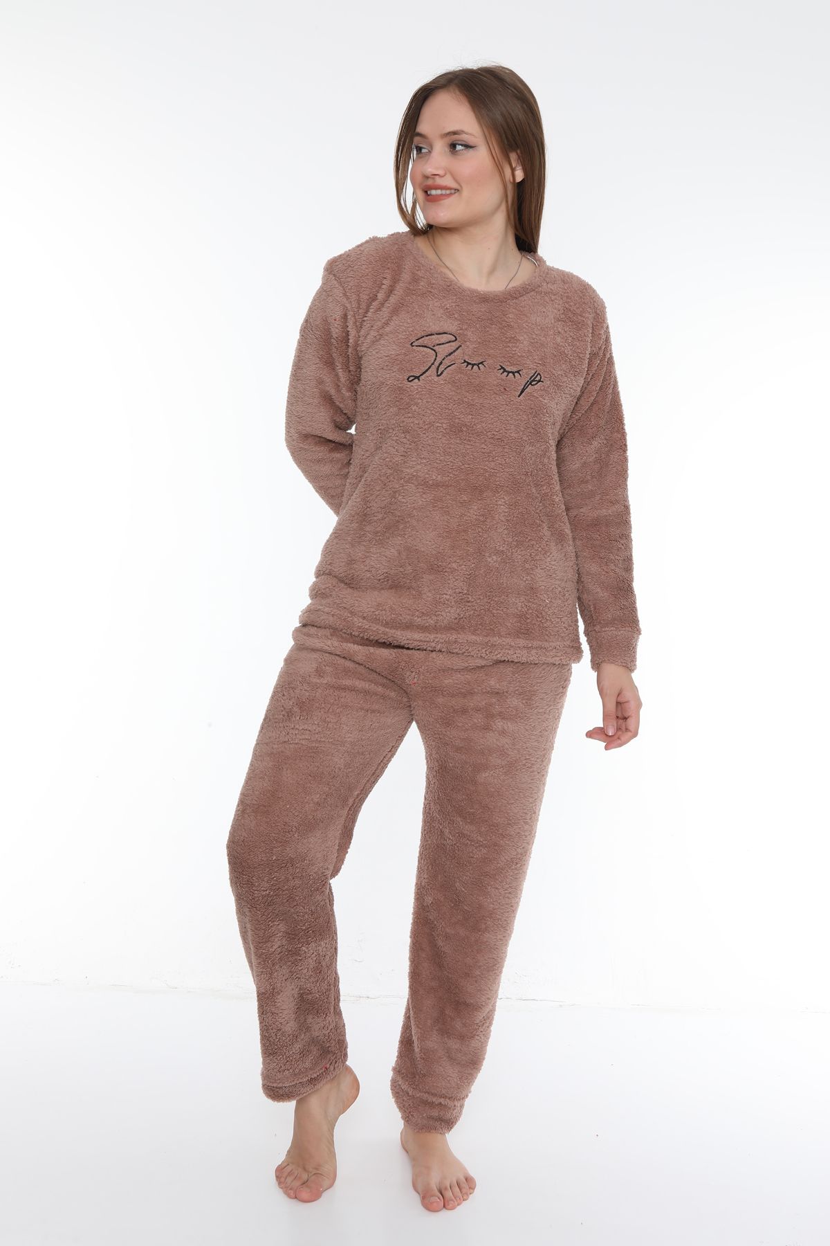 Genel Markalar Wellsoft Kalın Kışlık Polar Kadın Pijama Takımı