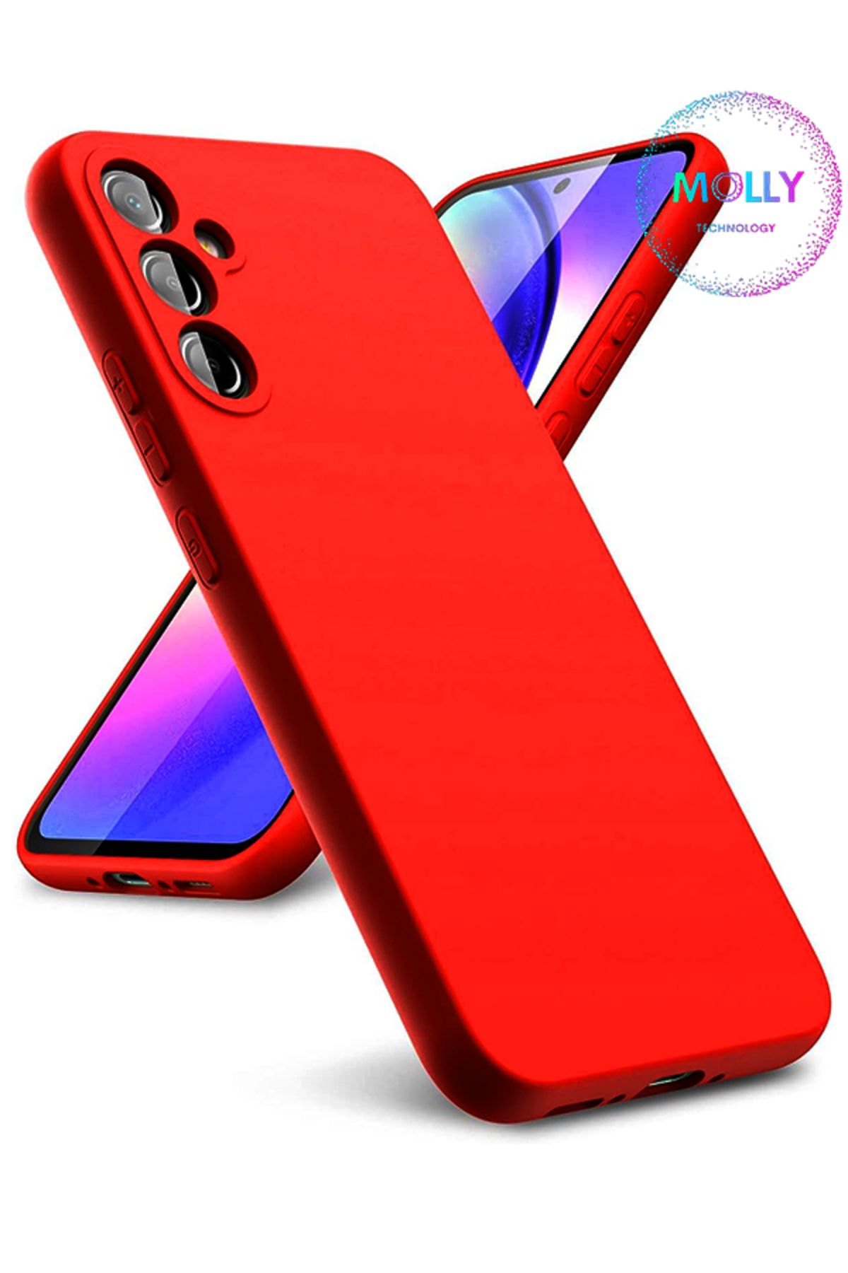Molly Samsung Galaxy A34 Için Kırmızı Içi Kadife Silikon Kılıf