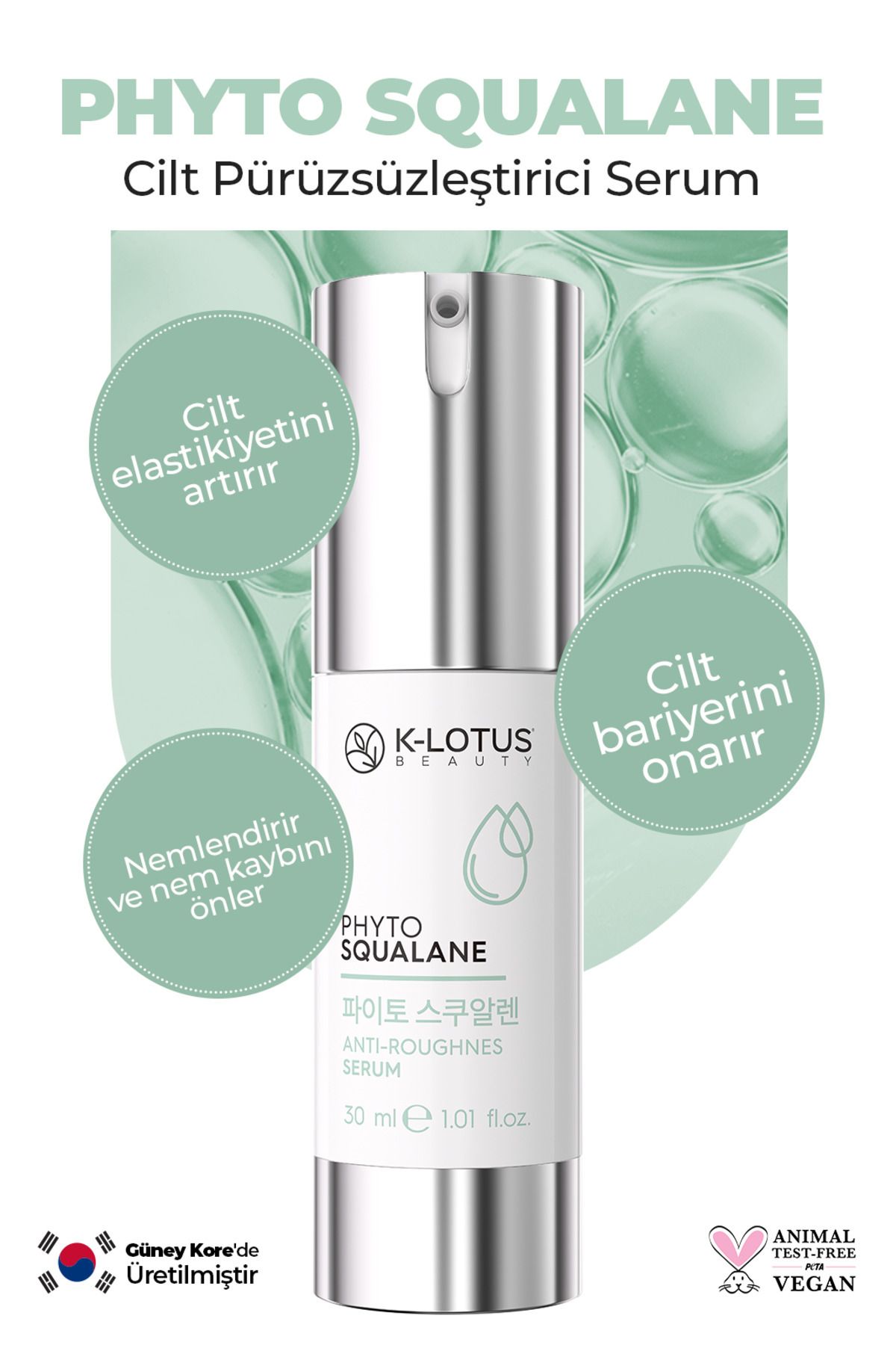 K-Lotus Beauty Phyto Squalane Cilt Pürüzsüzleştirici Kore Mucizesi Cilt Bariyer Onarıcı Cilt Serumu 30 ml