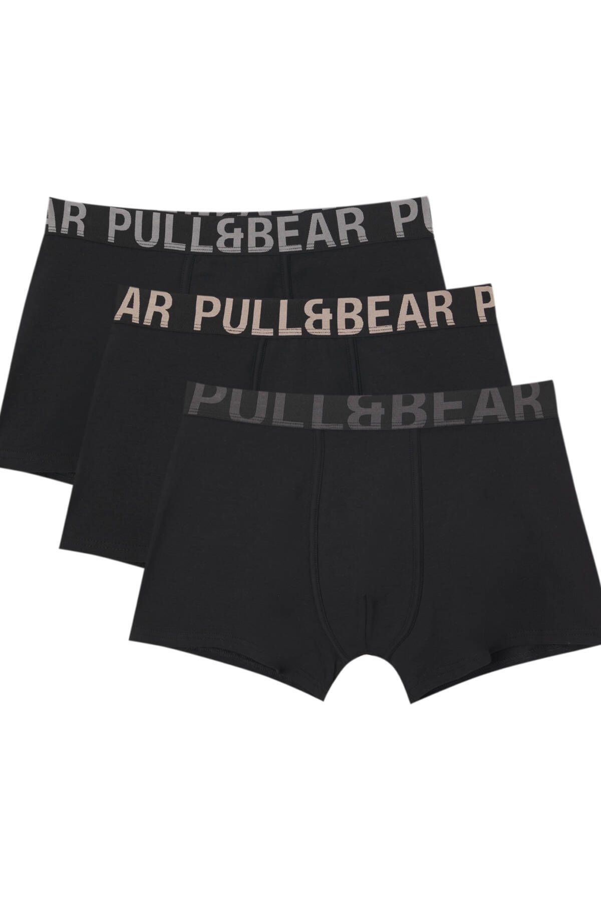 Pull & Bear 3’lü büyük boy logolu siyah boxer paketi