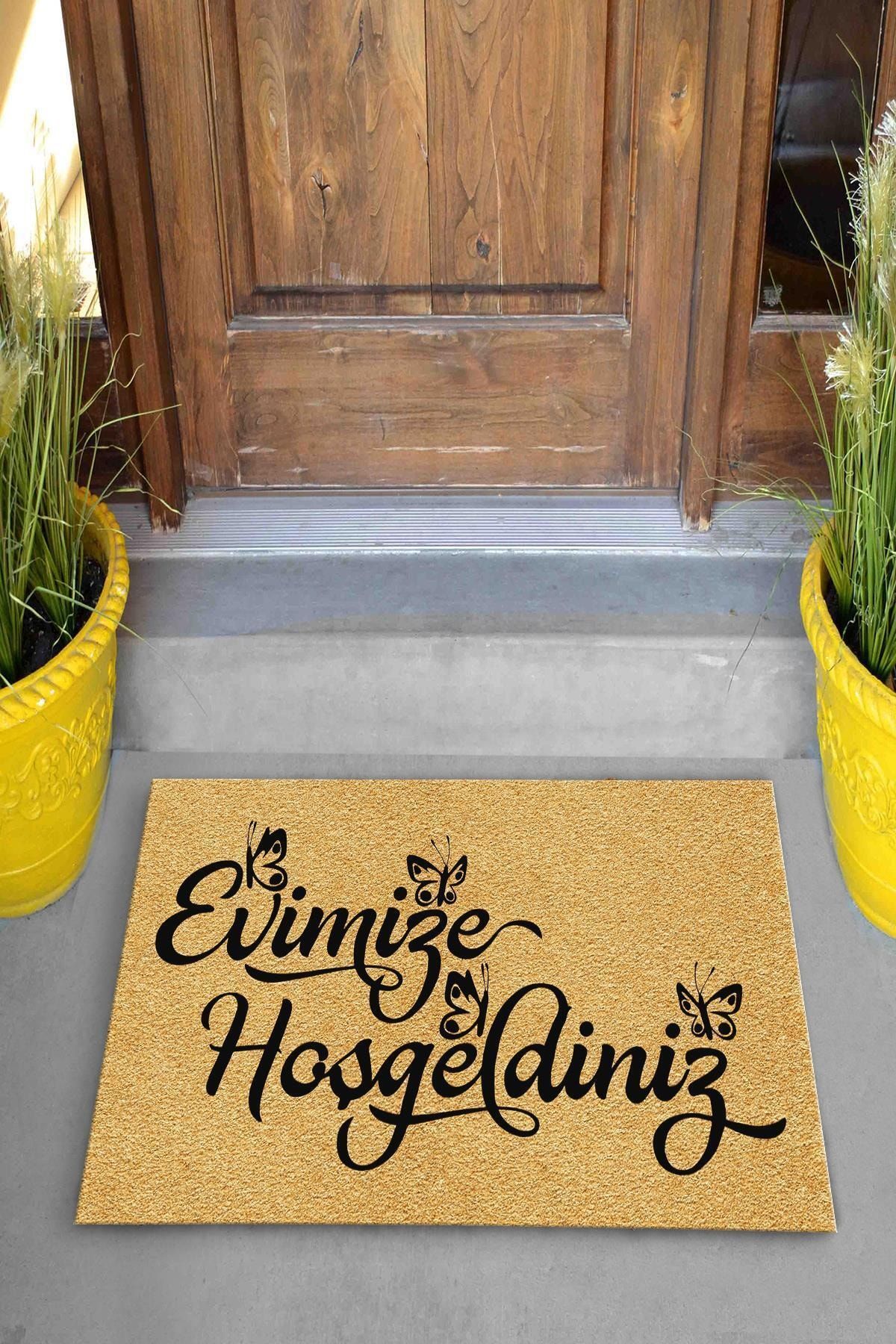 Evsebu Evimize Hoşgeldiniz Dekoratif Kapı Önü Paspası