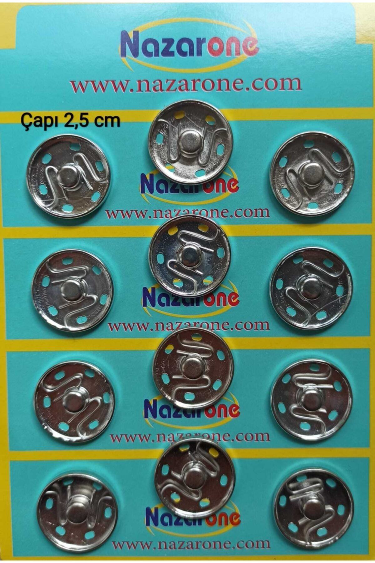 Bemsa Nazarone Çıtçıt Düğme Metal Çapı 2,5 Cm.beyaz Renk.1 Paket 12 Adet