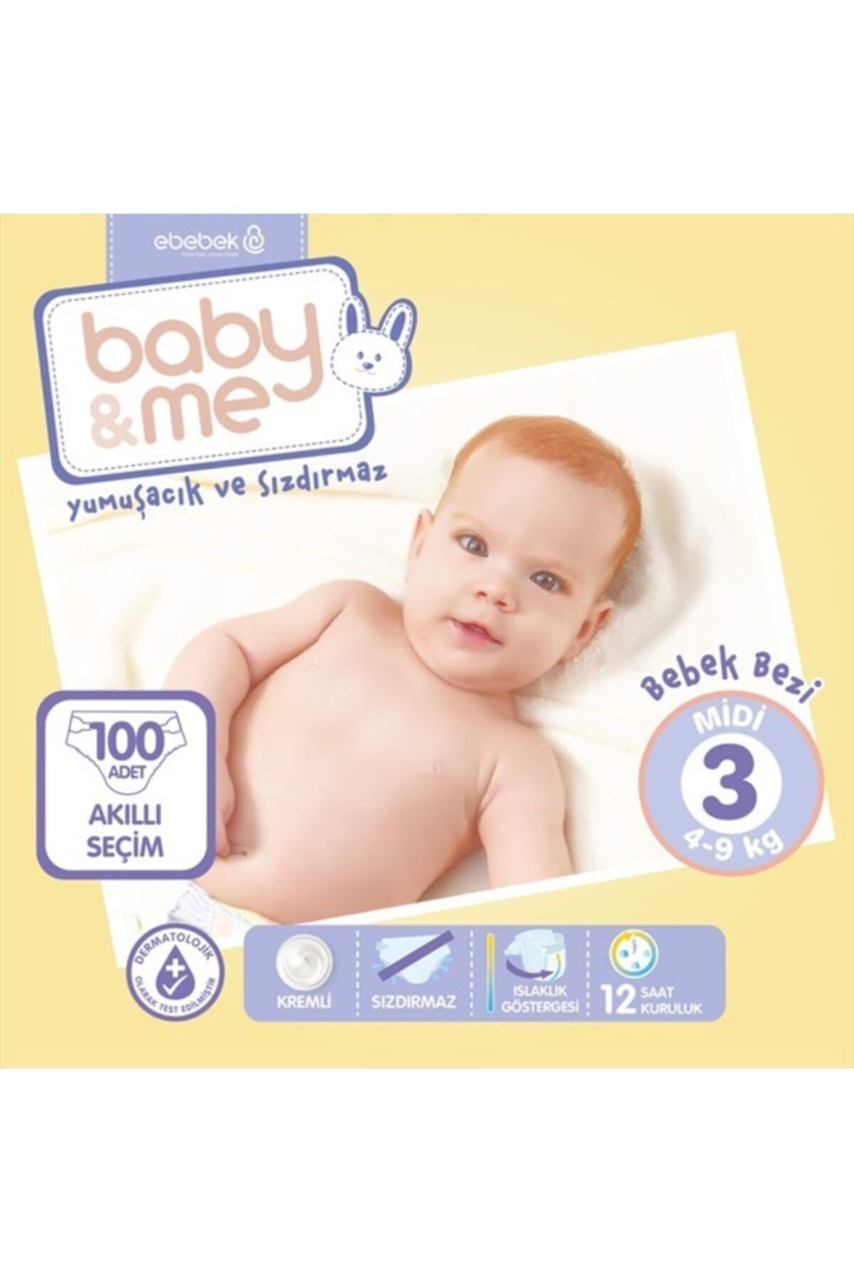Baby Me Midi 3 Numara Bebek Bezi 4-9 kg 100 Adet Bae-20083