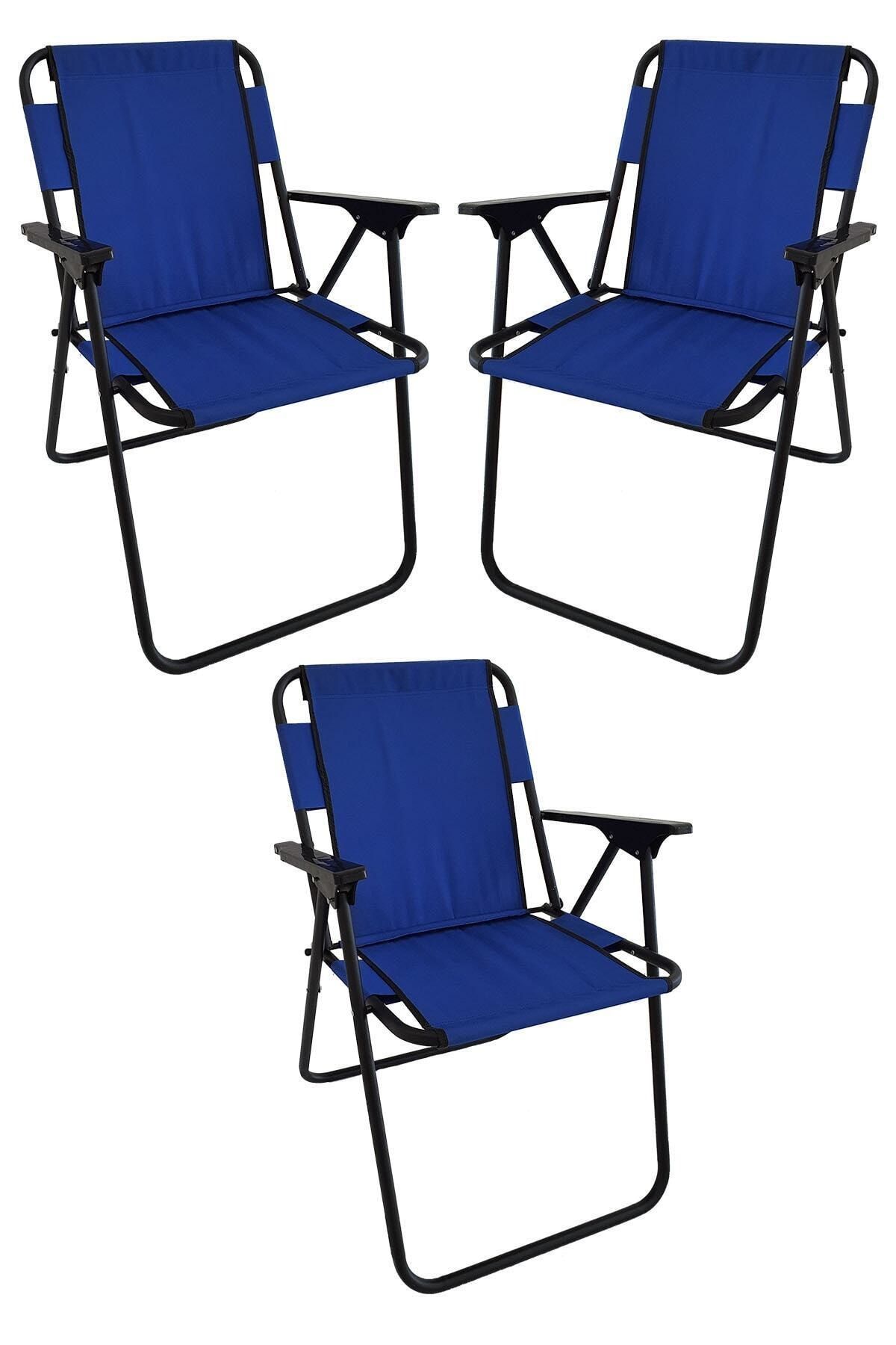Mocca Style Mavi Plastik Kollu Sandalye 3'lü