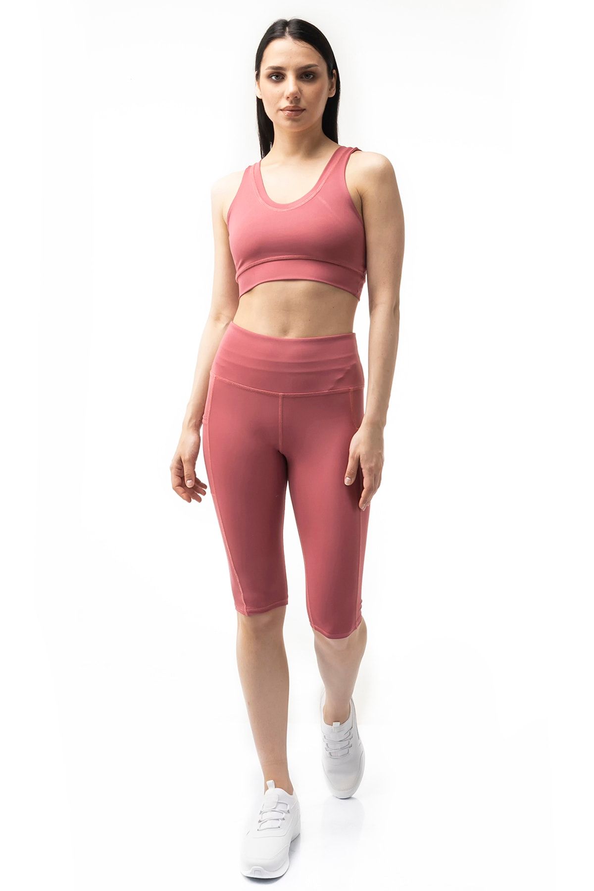 The Step Sports Spocket Gül Kurusu Cepli Yüksek Bel Toparlayıcı, Sıkılaştırıcı Yoga Dizüstü Tayt 10"