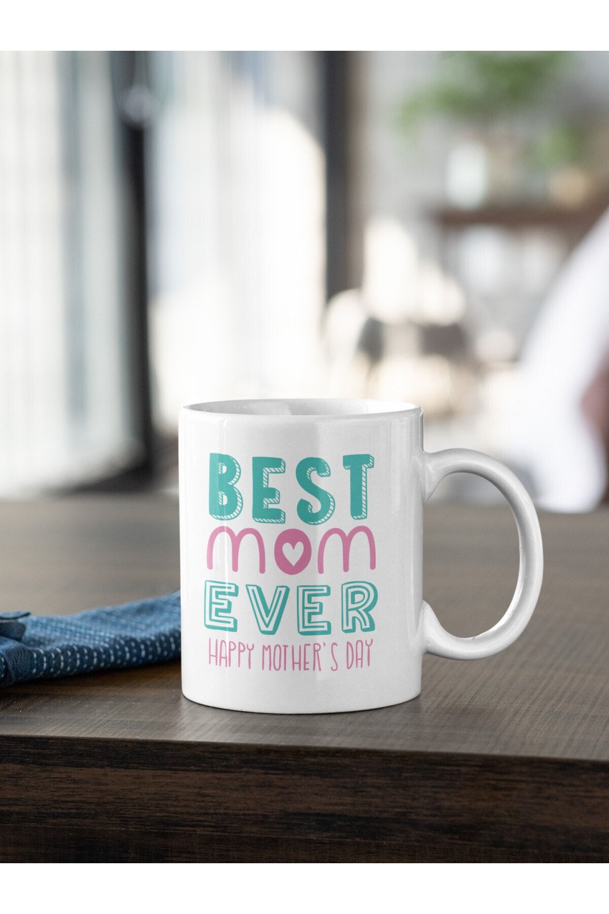 Kio Tasarım Best Mom Ever 2 Yazı Kupa Kahve Çay Kupası Sevgililer Arkadaş Doğum Günü Hediye Porselen