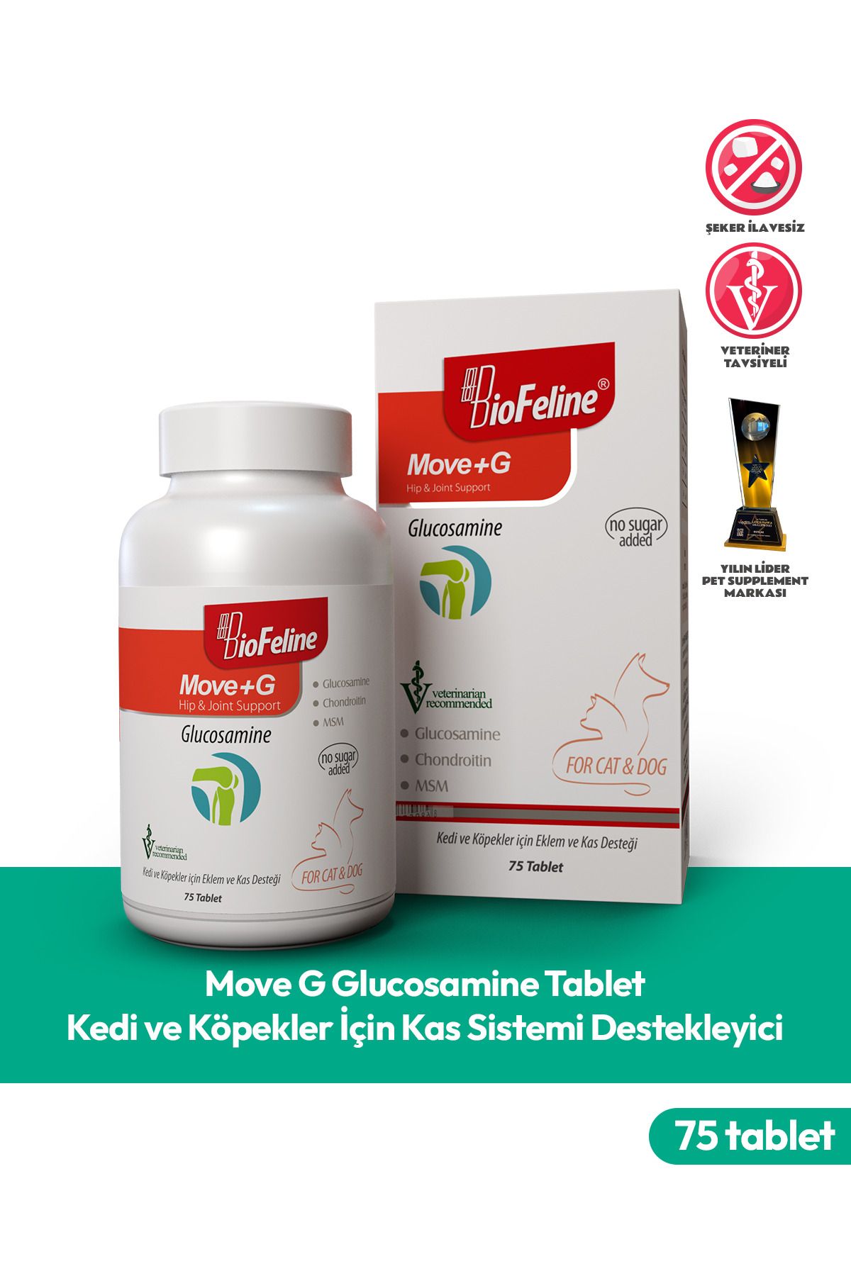 BioFeline Move G Glucosamine Tablet (KEDİ VE KÖPEKLER İÇİN EKLEM VE KAS DESTEĞİ) 75 Tablet