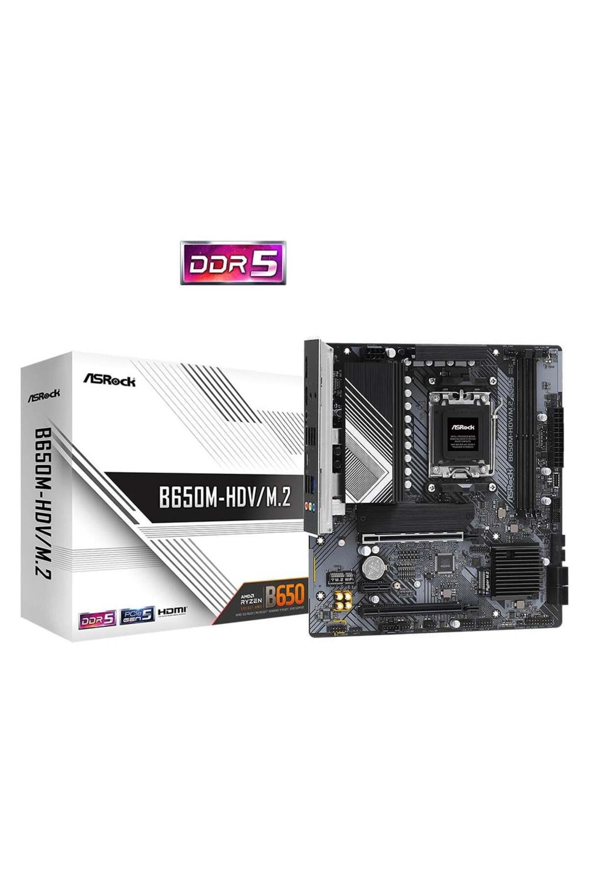 ASROCK B650M-HDV/M.2 AMD B650 Soket AM5 DDR5 7200MHz (OC) M.2 Anakart