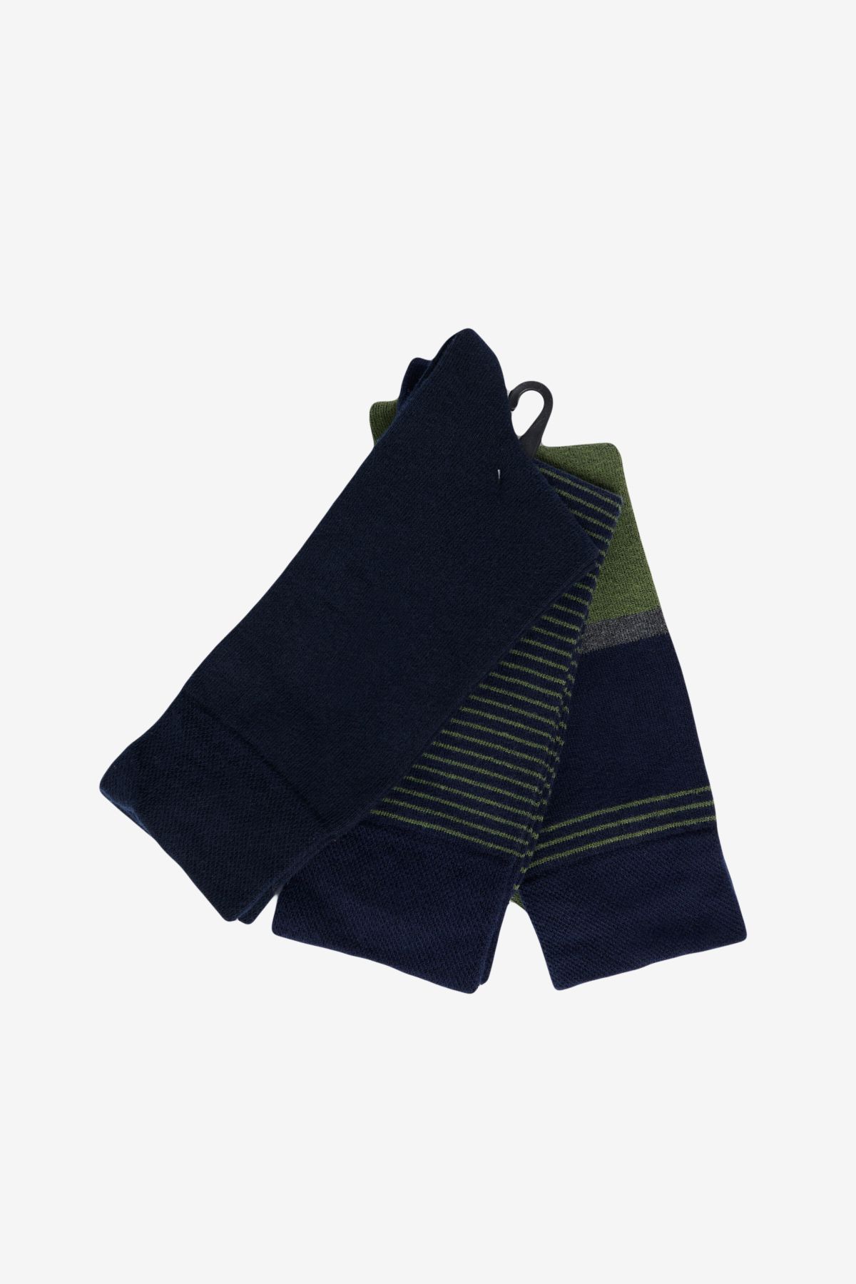 AC&Co / Altınyıldız Classics Erkek Lacivert-Yeşil Desenli 3'lü Soket Çorap