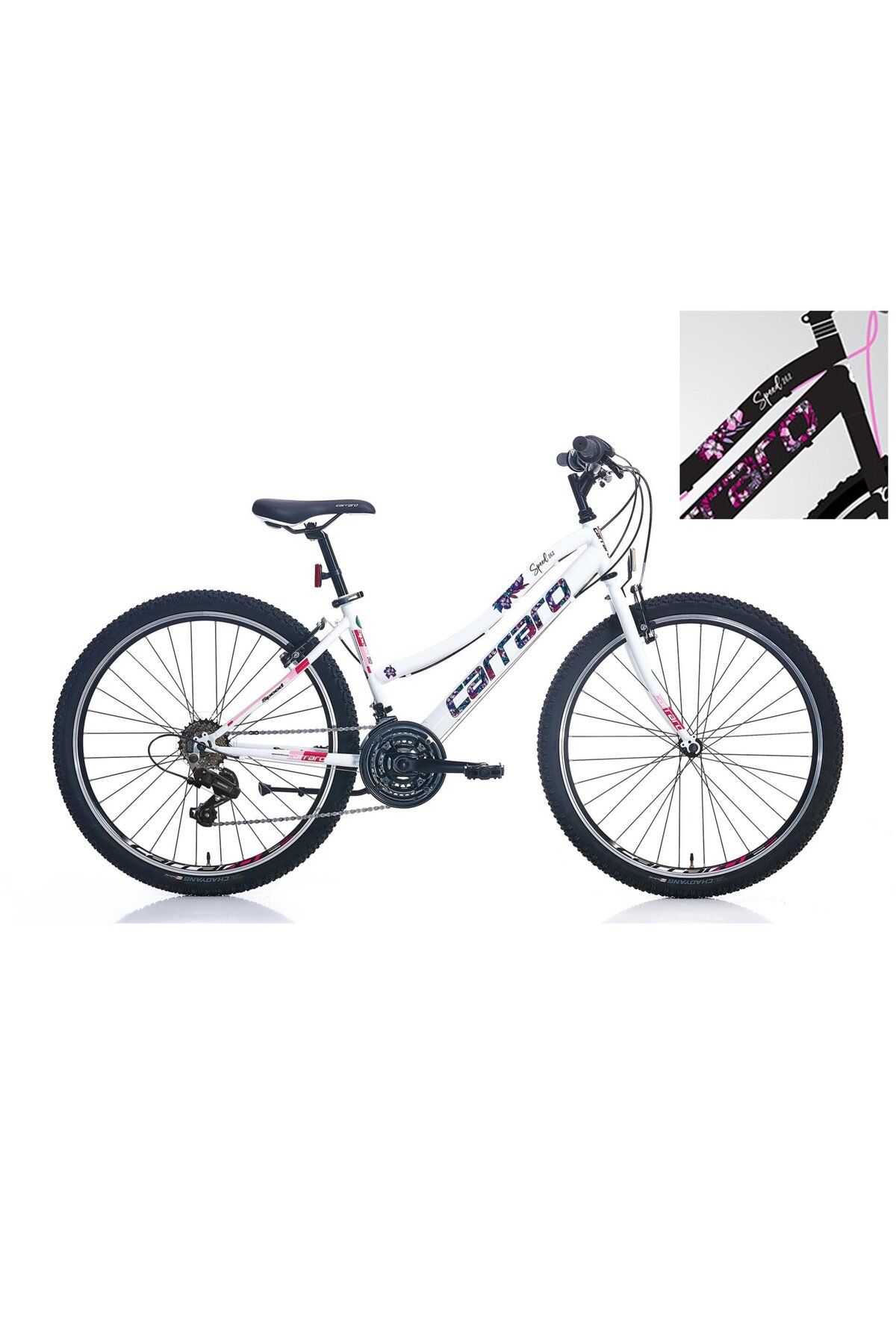 Carraro Speed 262 26'' 21V VB Dağ Bisikleti MTB Mat Siyah - Pembe 38CM