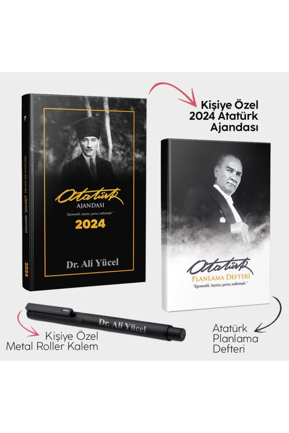 Halk Kitabevi Kişiye Özel - Trablusgarp 2024 Atatürk Ajandası - Atatürk Planlama Defteri ve Metal Roller Kalem