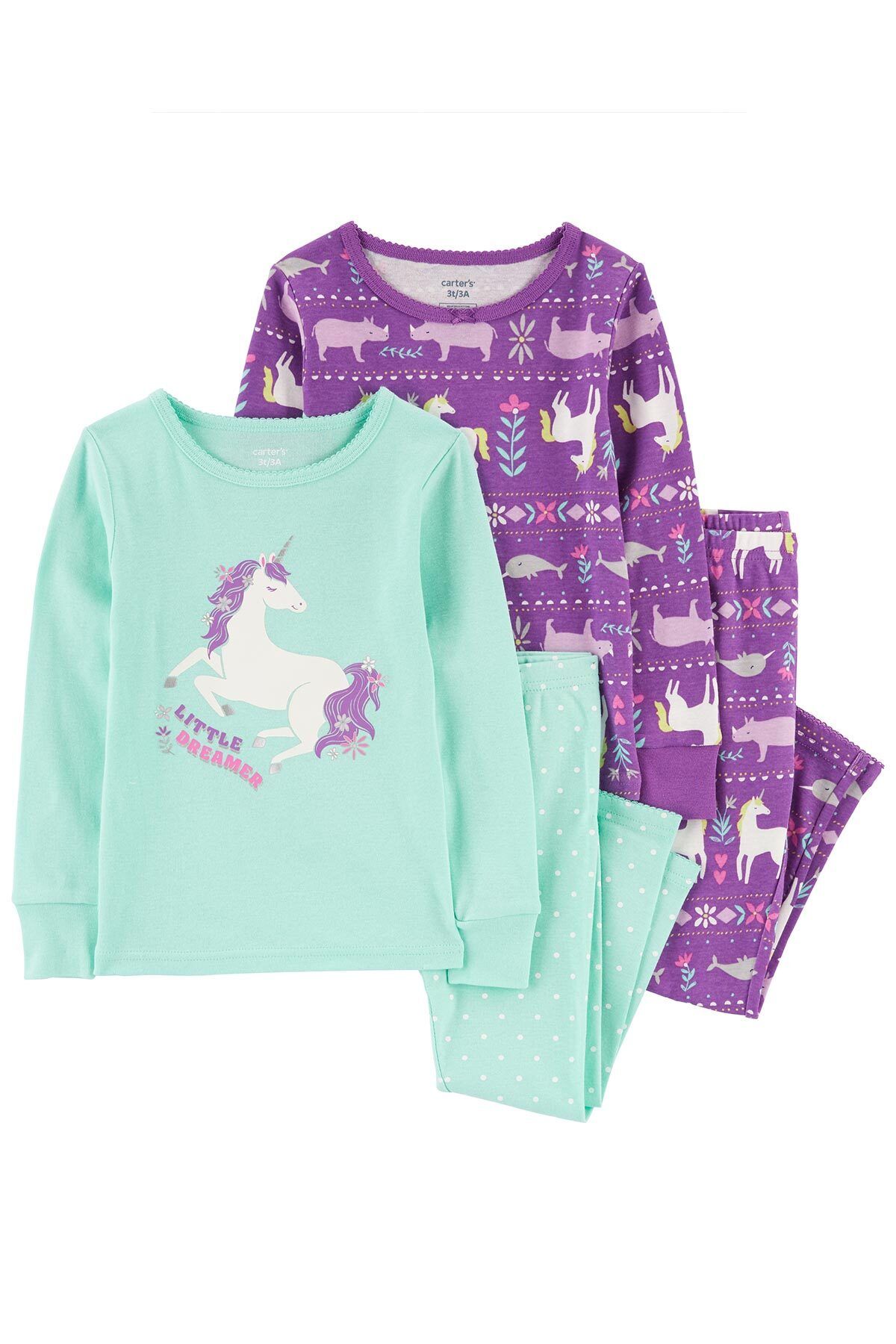 Carter's Küçük Kız Çocuk 4'lü Pijama Set