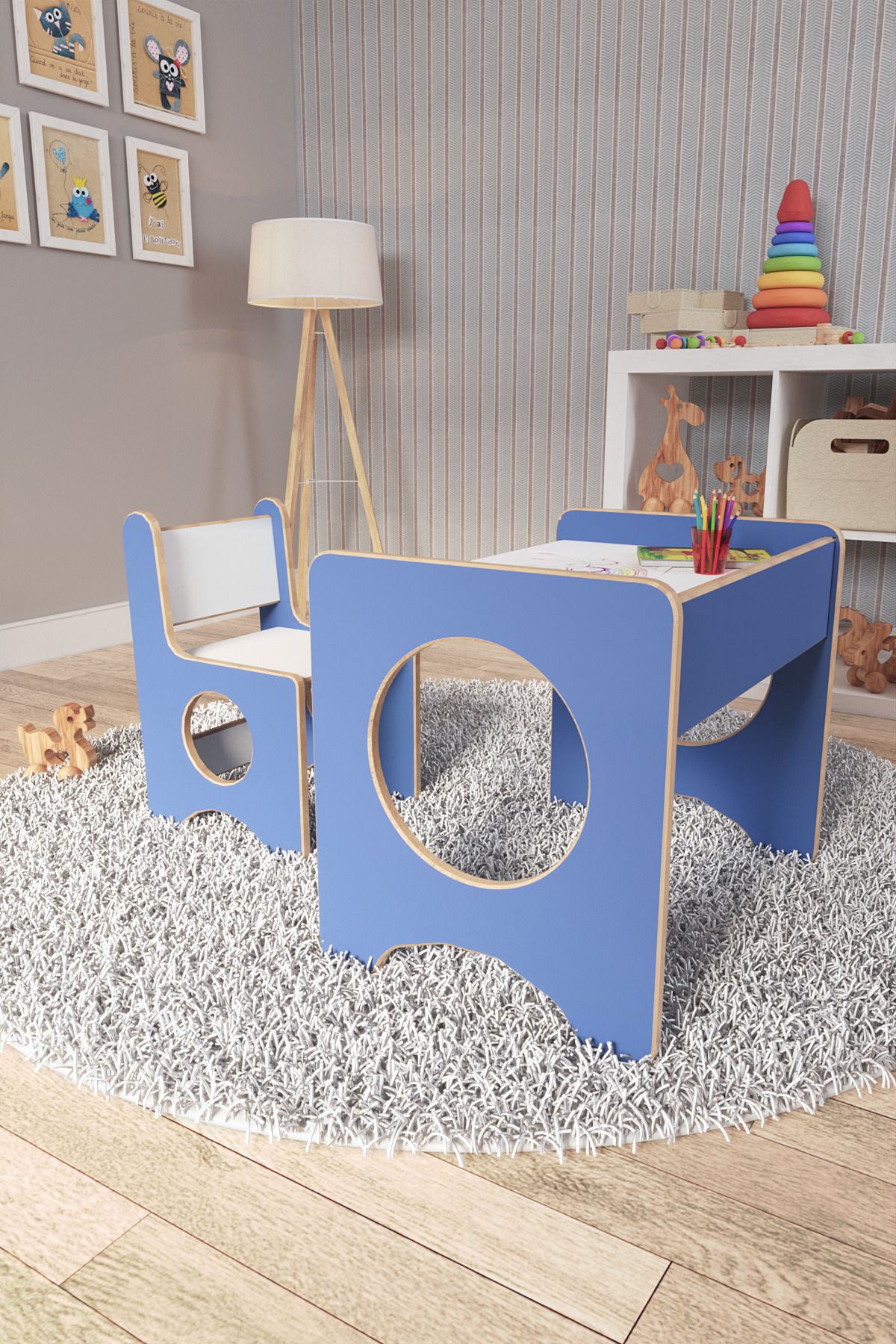 zeo wood design Montessori Çocuk Oyun & Aktivite & Çalışma Masa ve Sandalyesi